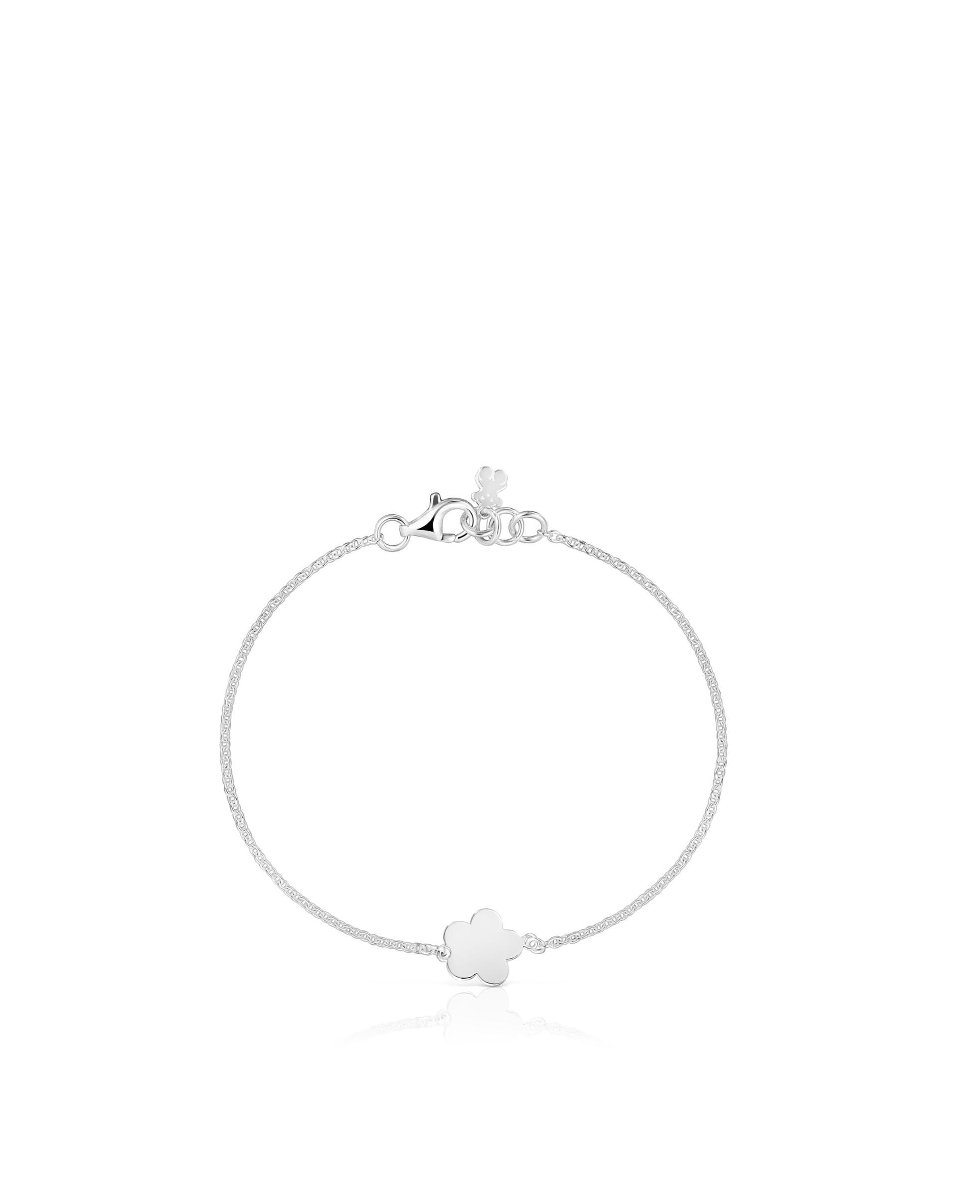 Pulseira de Corrente com Motivos Flor de Prata Prateado-2