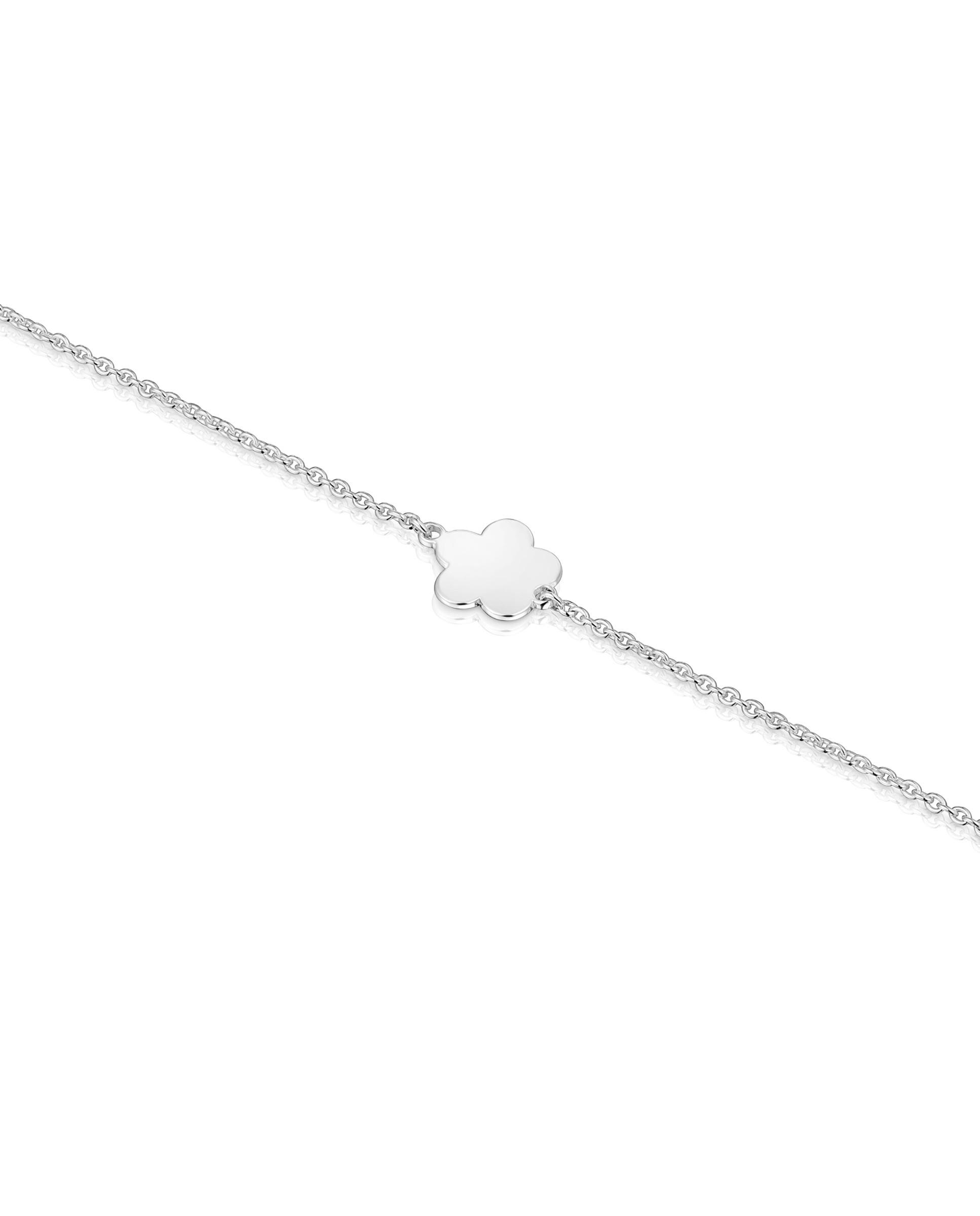 Pulseira de Corrente com Motivos Flor de Prata Prateado-3