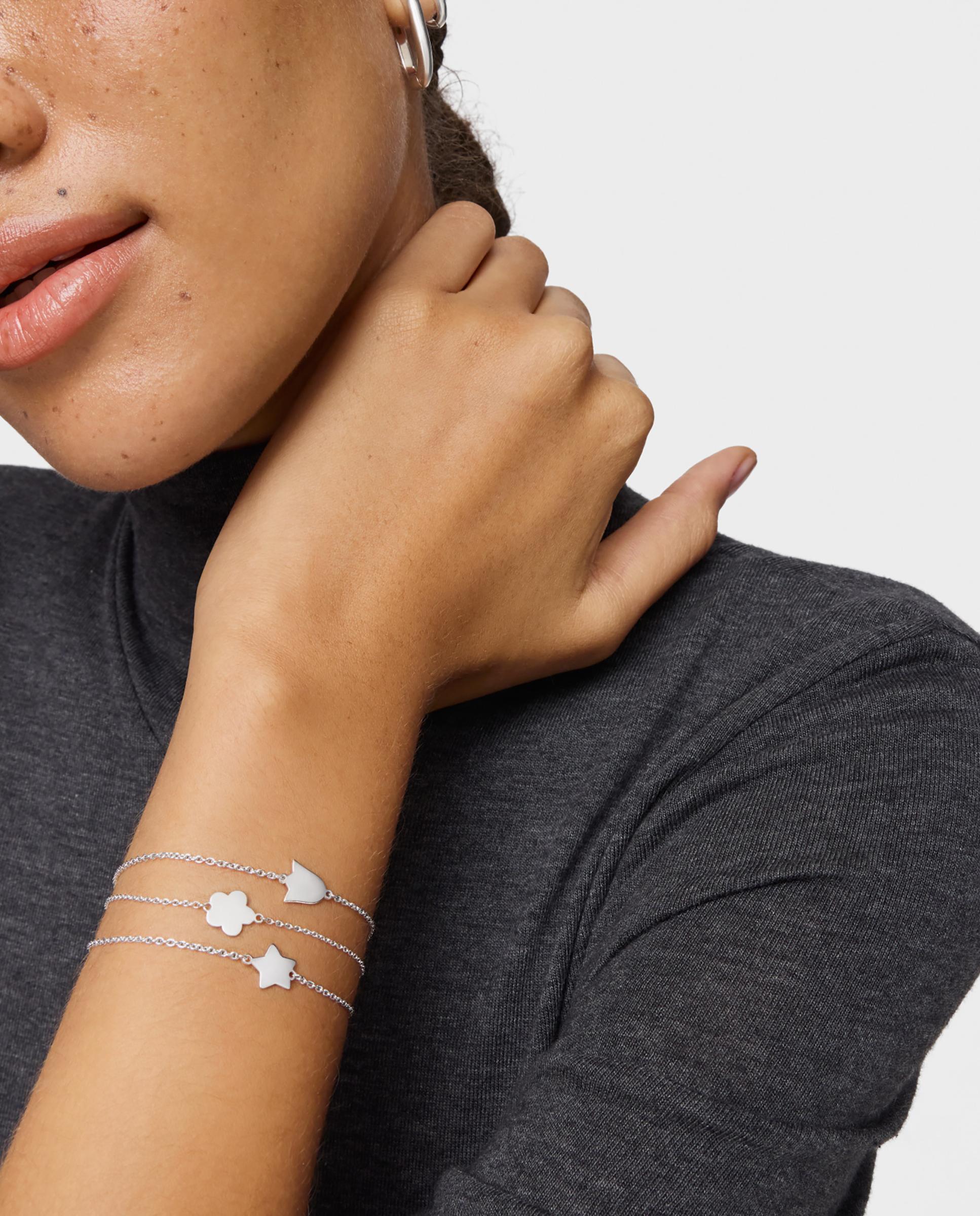 Pulseira de Corrente com Motivos Flor de Prata Prateado-5