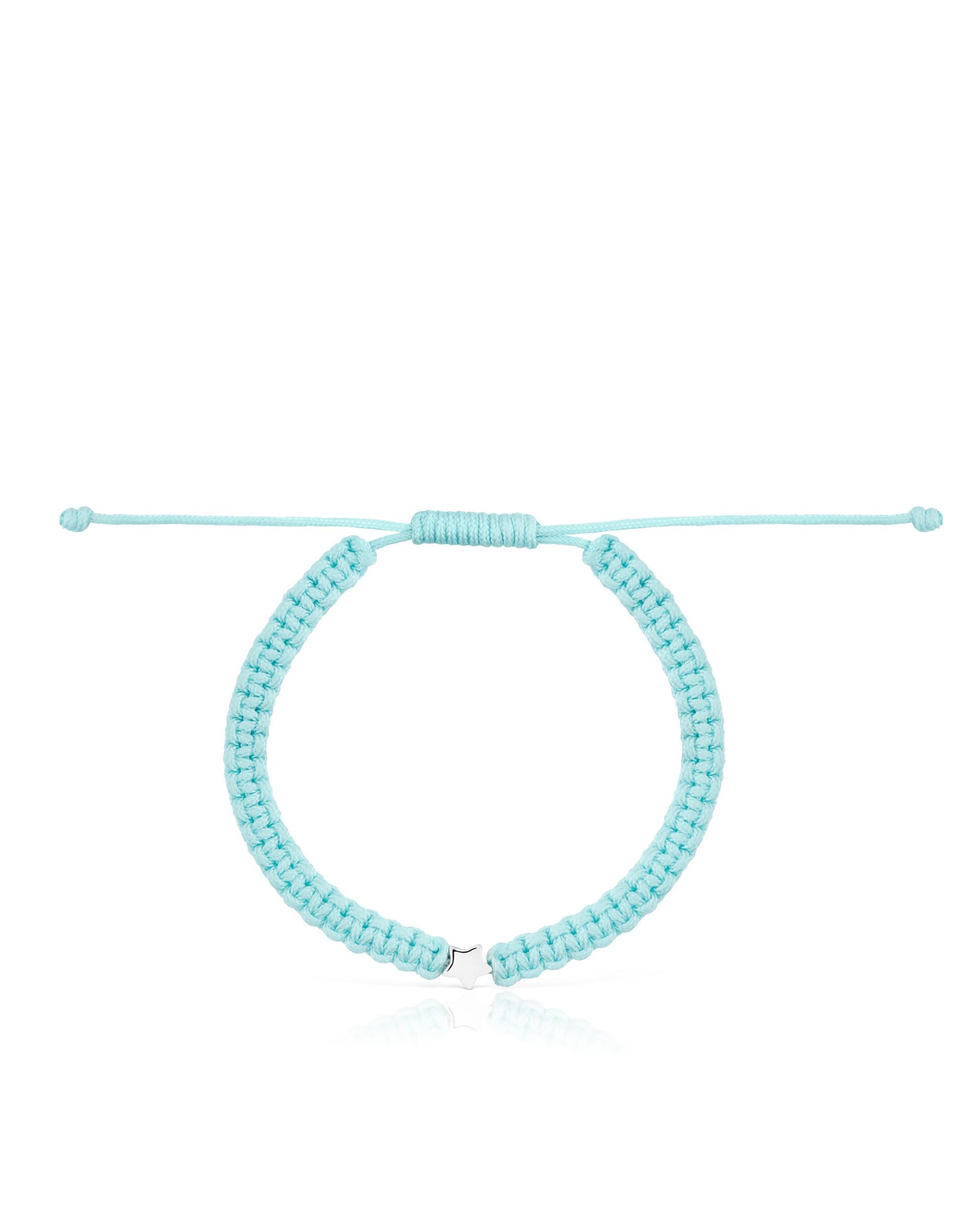 Pulseira com Motivos de Estrela de Prata e Nylon em Turquesa Multicolor-2