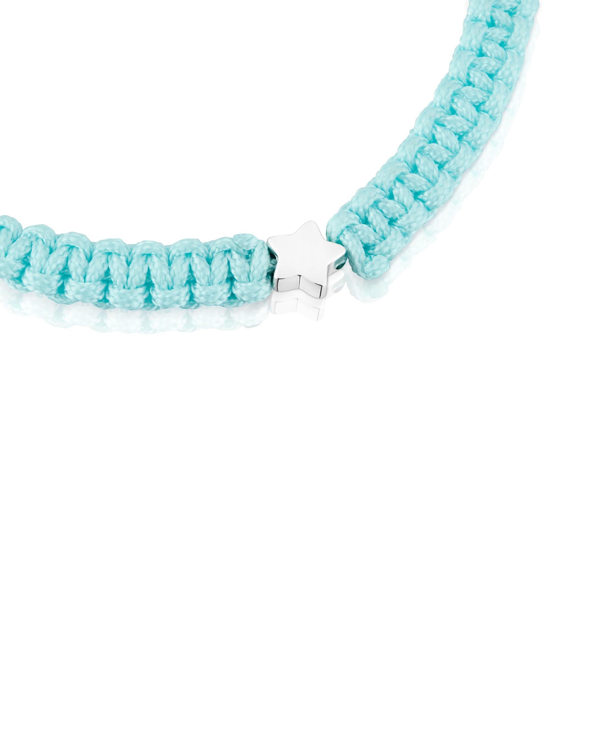 Pulseira com Motivos de Estrela de Prata e Nylon em Turquesa Multicolor-3