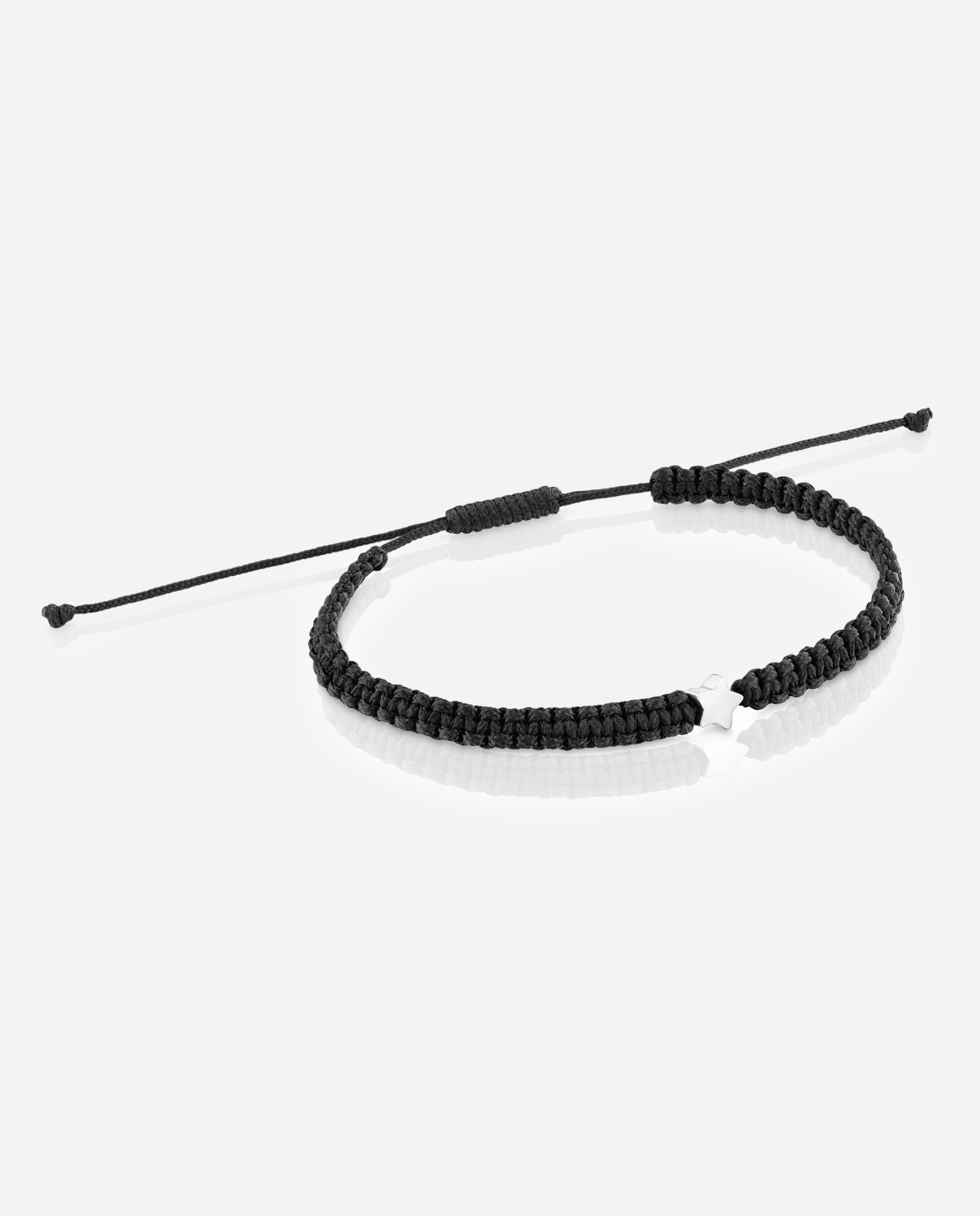 Imagem 0 de Pulseira com Motivos Estrela de Prata e Nylon em Preto