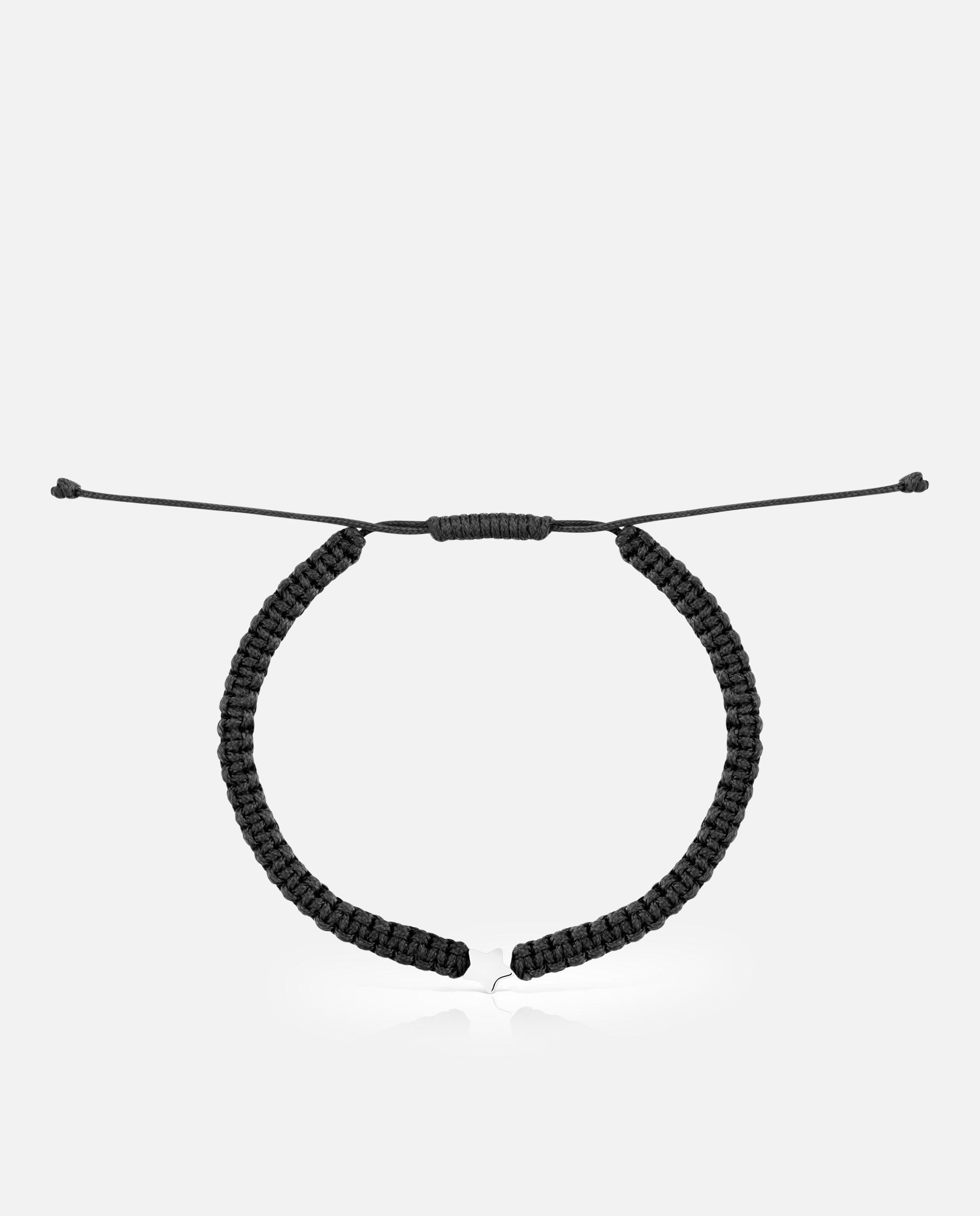 Pulseira com Motivos Estrela de Prata e Nylon em Preto Preto-2