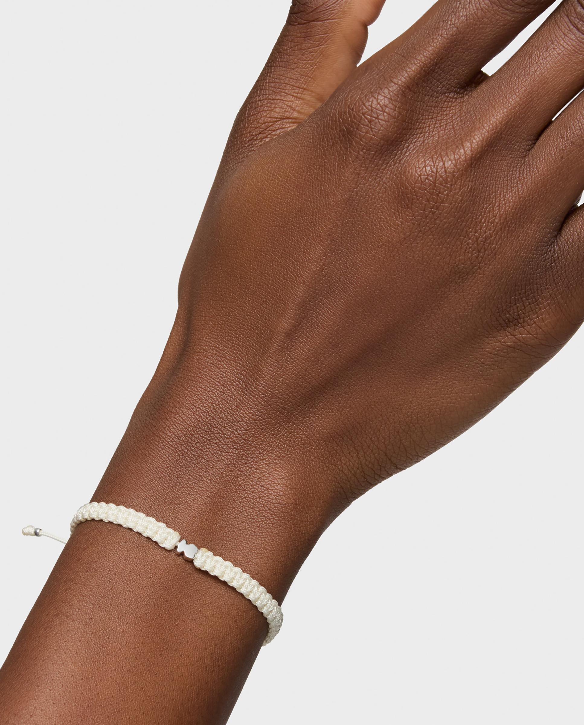 Pulseira Motivos Urso de Prata e Nylon em Branco Branco-6