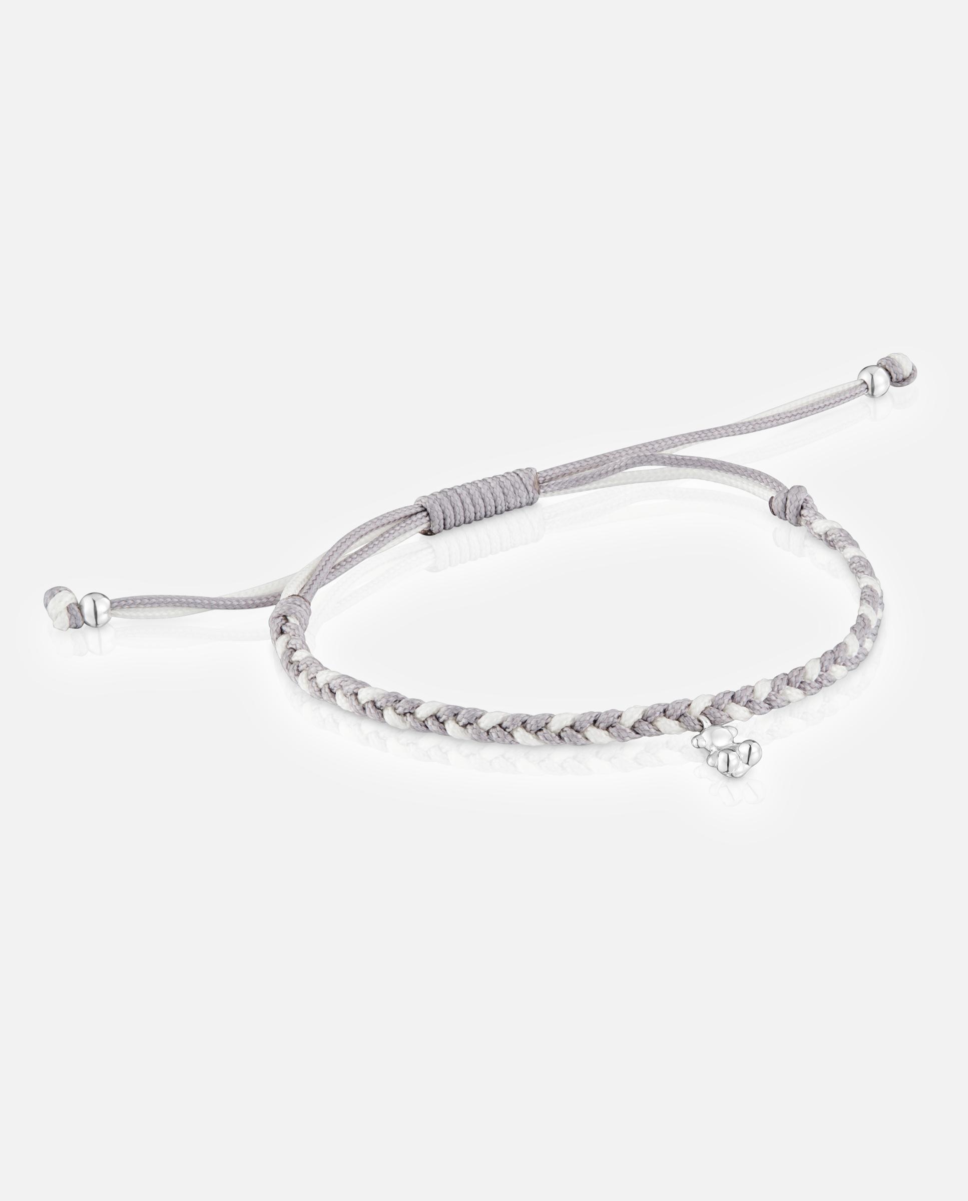 Pulseira com Motivos de Urso de Prata e Nylon em Cinzento Prata-1