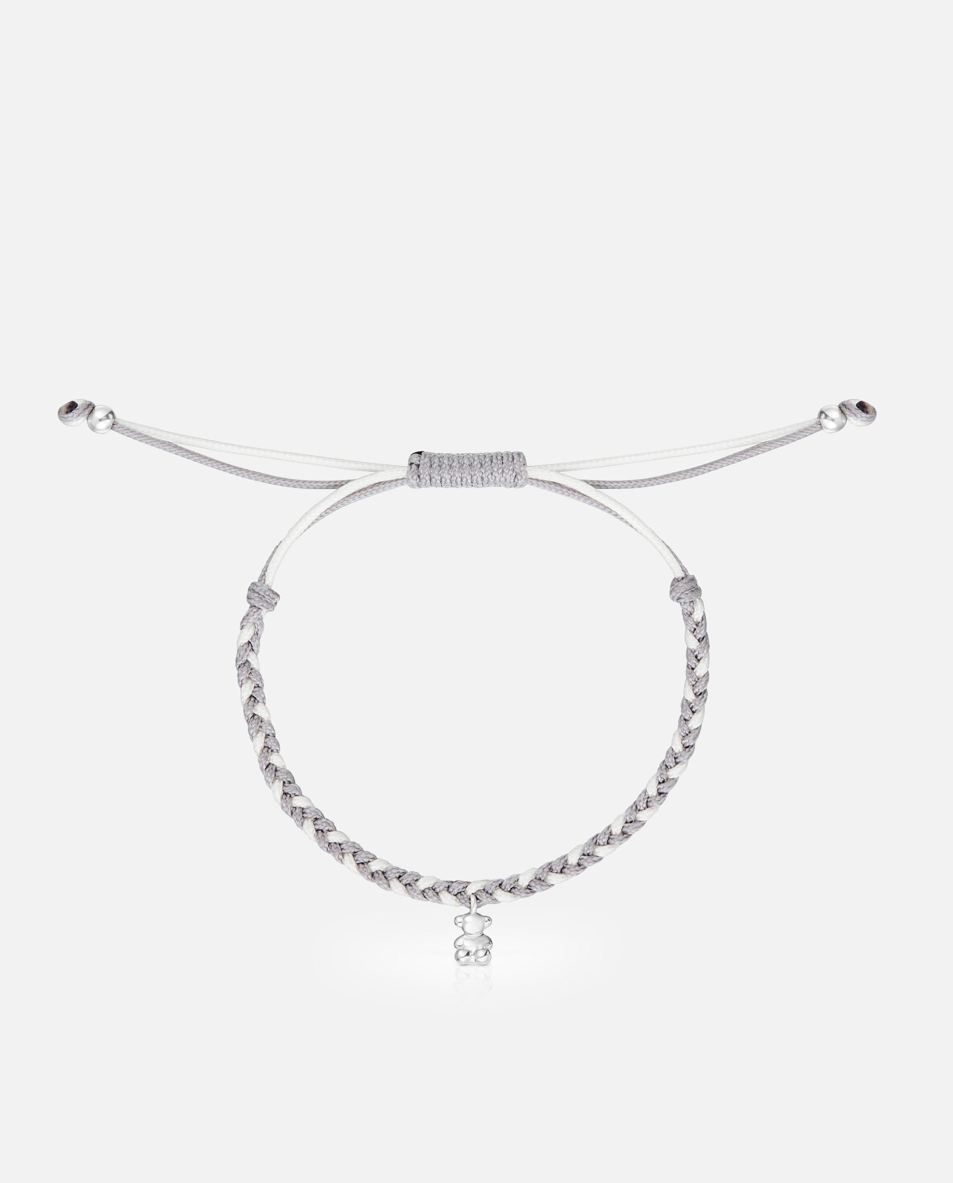 Pulseira com Motivos de Urso de Prata e Nylon em Cinzento Prata-2