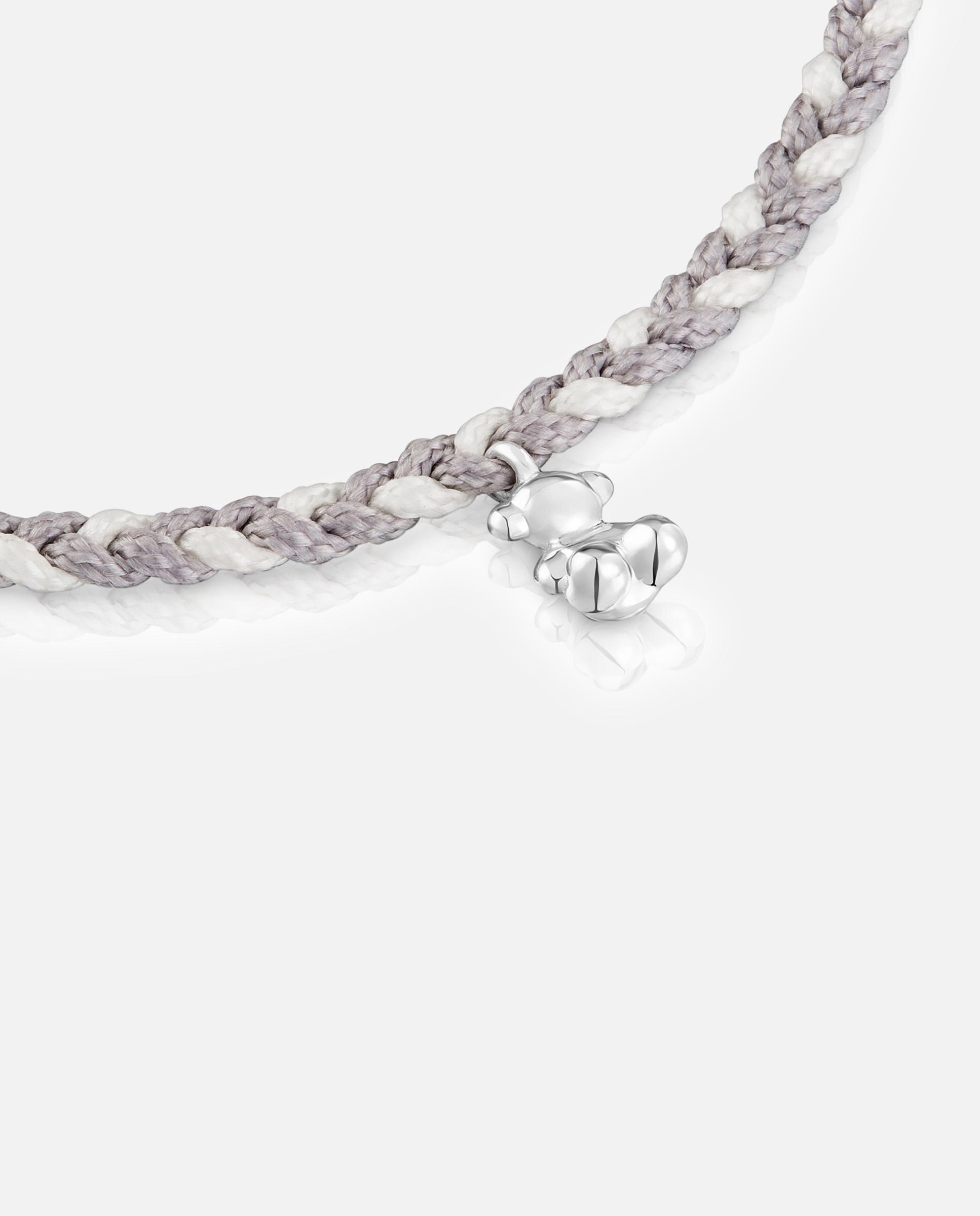 Pulseira com Motivos de Urso de Prata e Nylon em Cinzento Prata-3