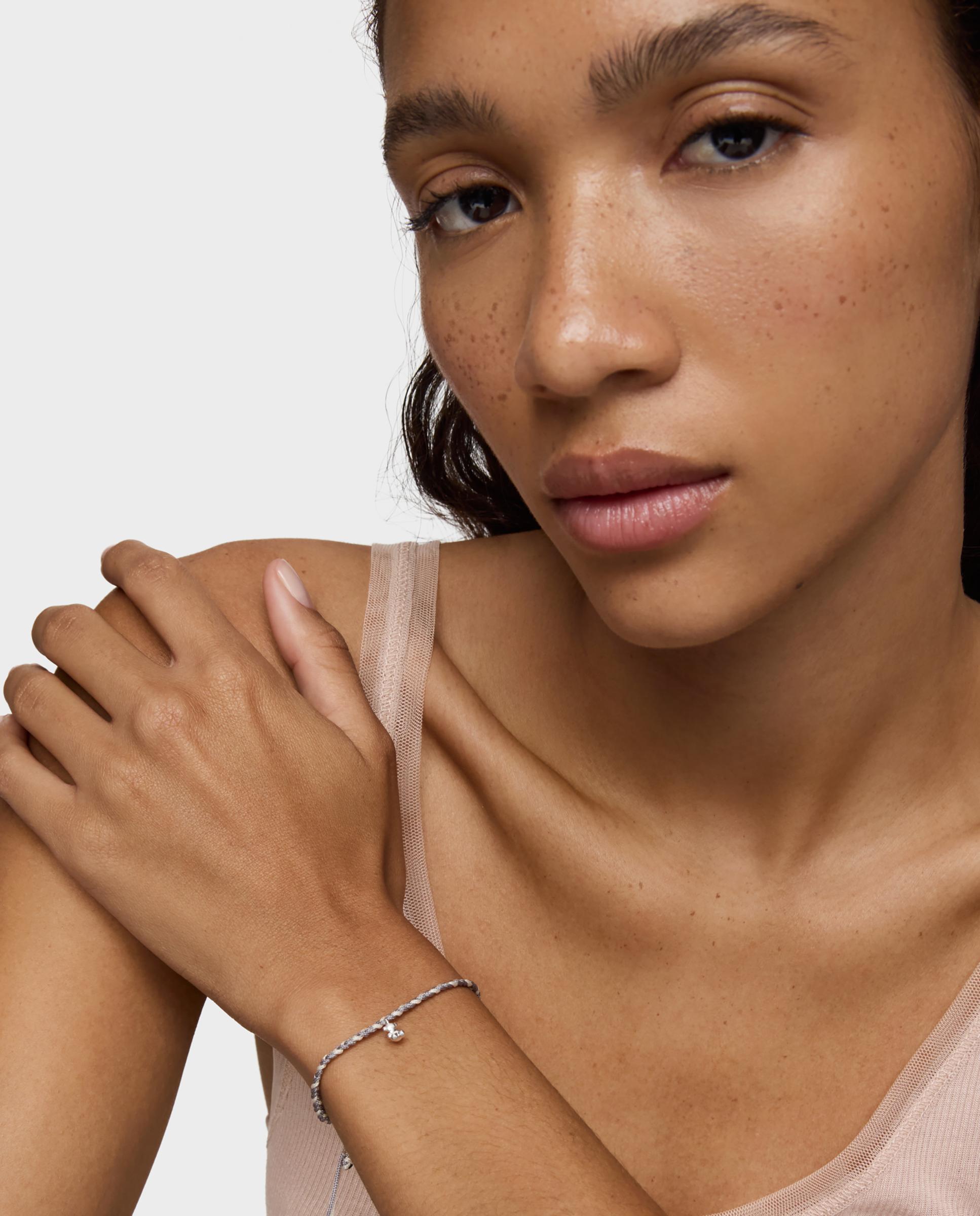 Pulseira com Motivos de Urso de Prata e Nylon em Cinzento Prata-4