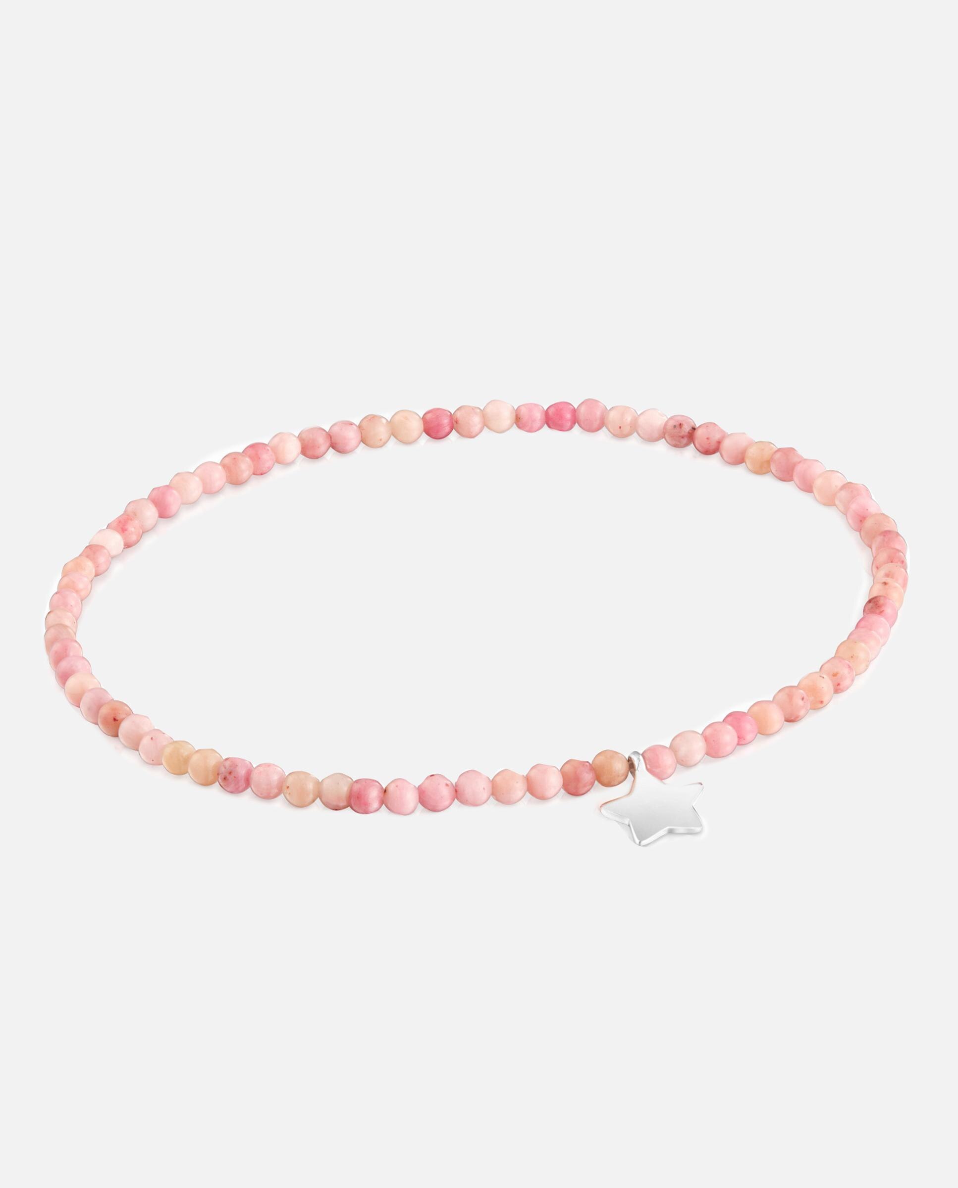 Imagem 0 de Pulseira Motivos Elástica com Ópalo Rosa e Estrela de Prata