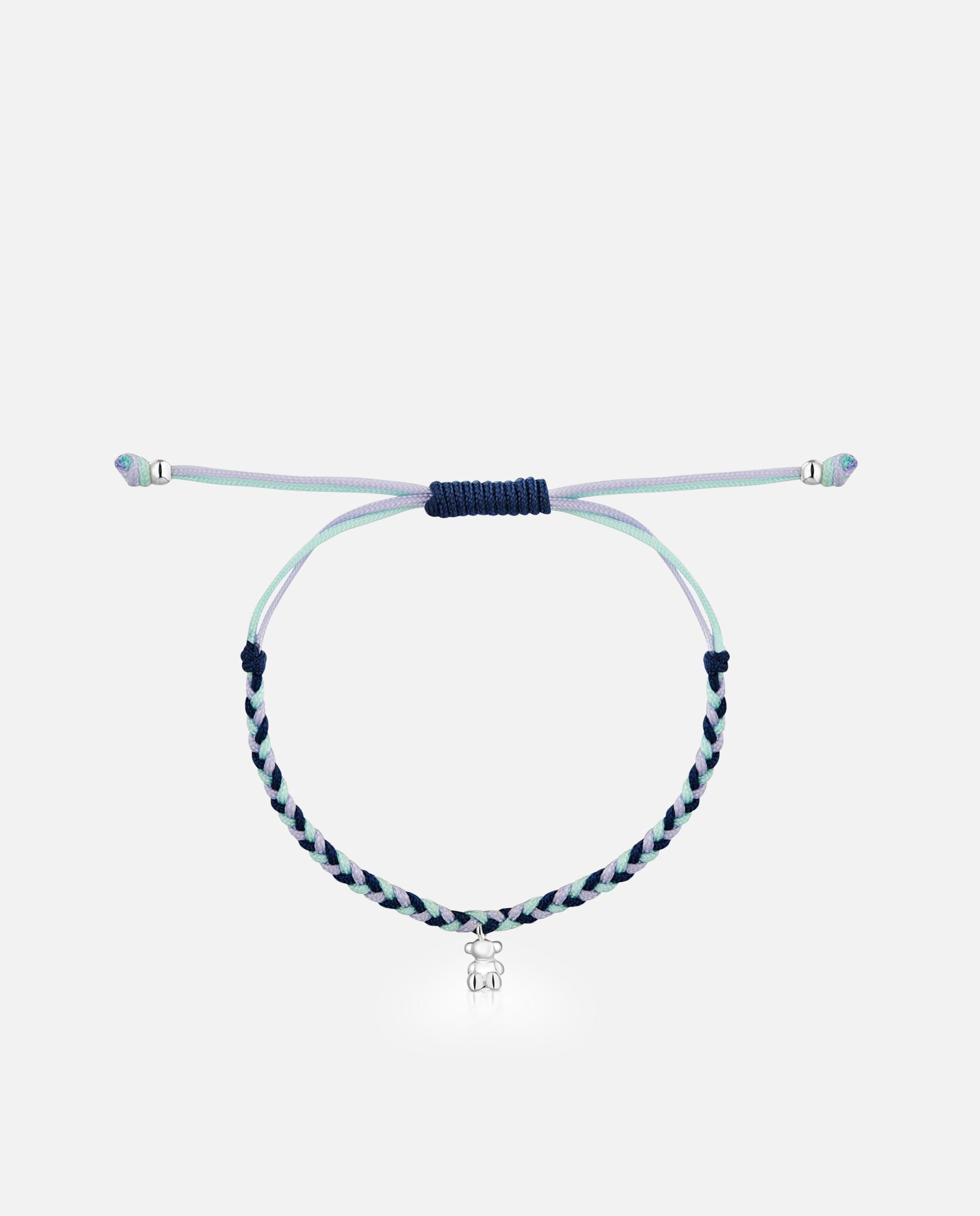 Pulseira com Motivos de Urso de Prata e Nylon em Azul Multicolor-2