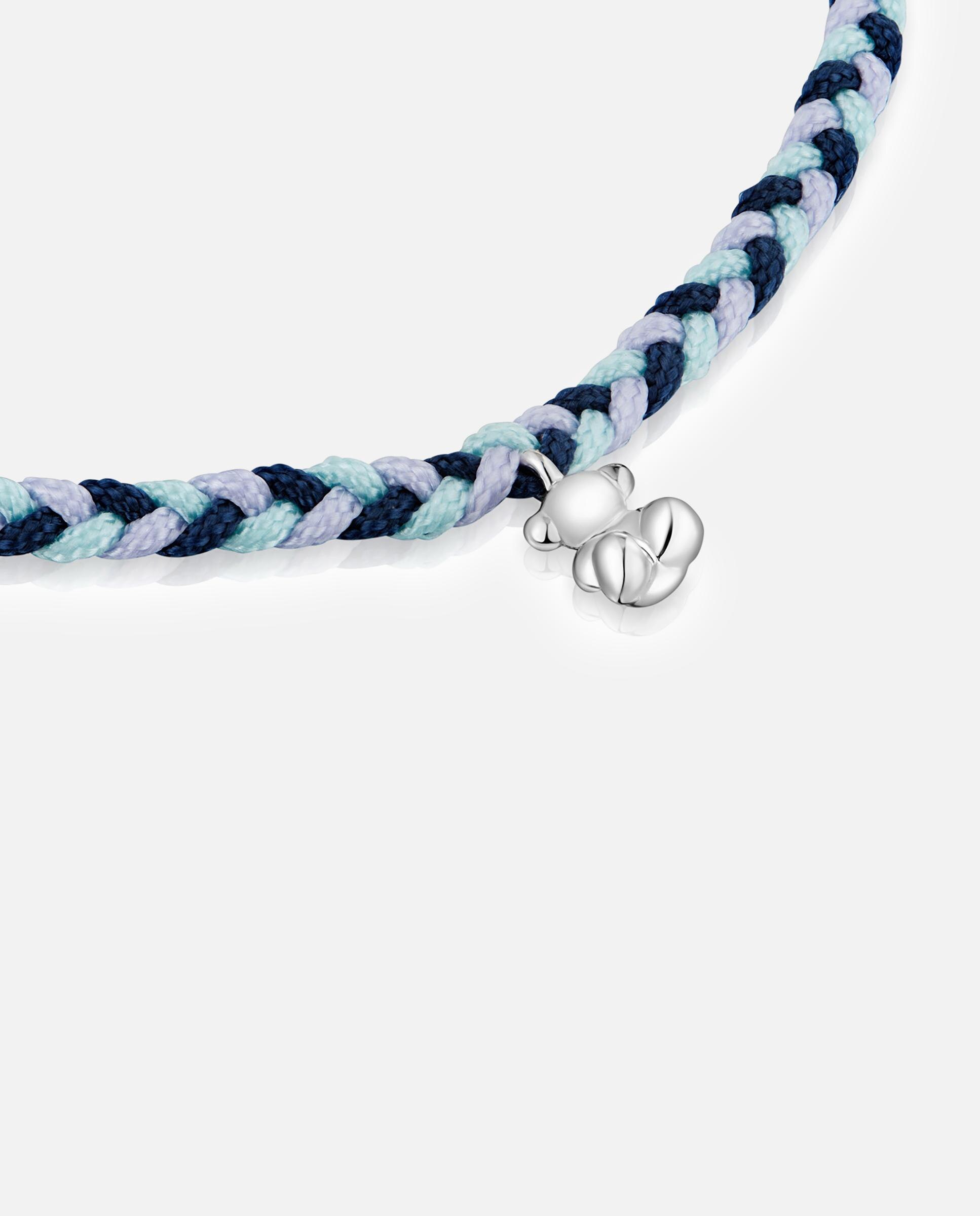 Pulseira com Motivos de Urso de Prata e Nylon em Azul Multicolor-3