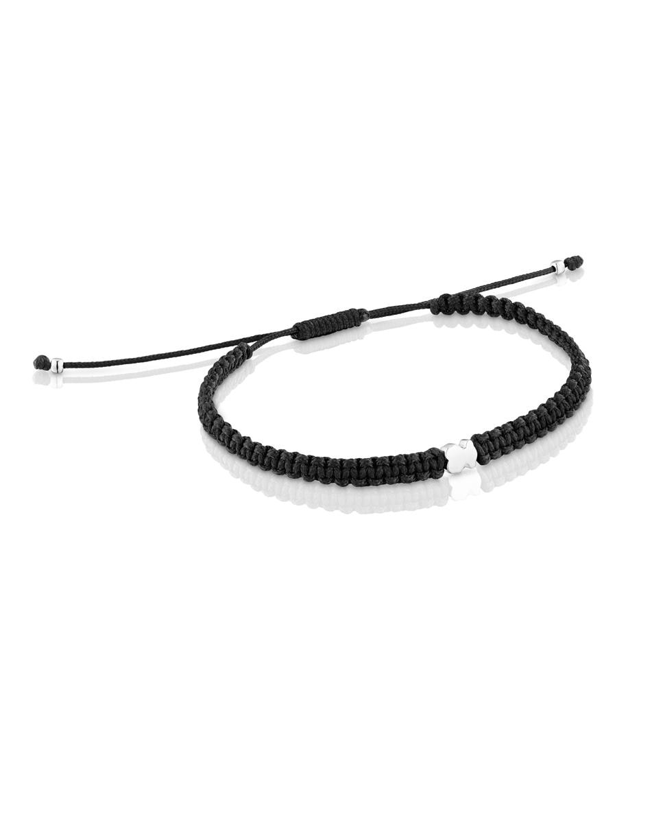 Pulseira Motivos Urso de Prata e Nylon em Preto Multicolor-1