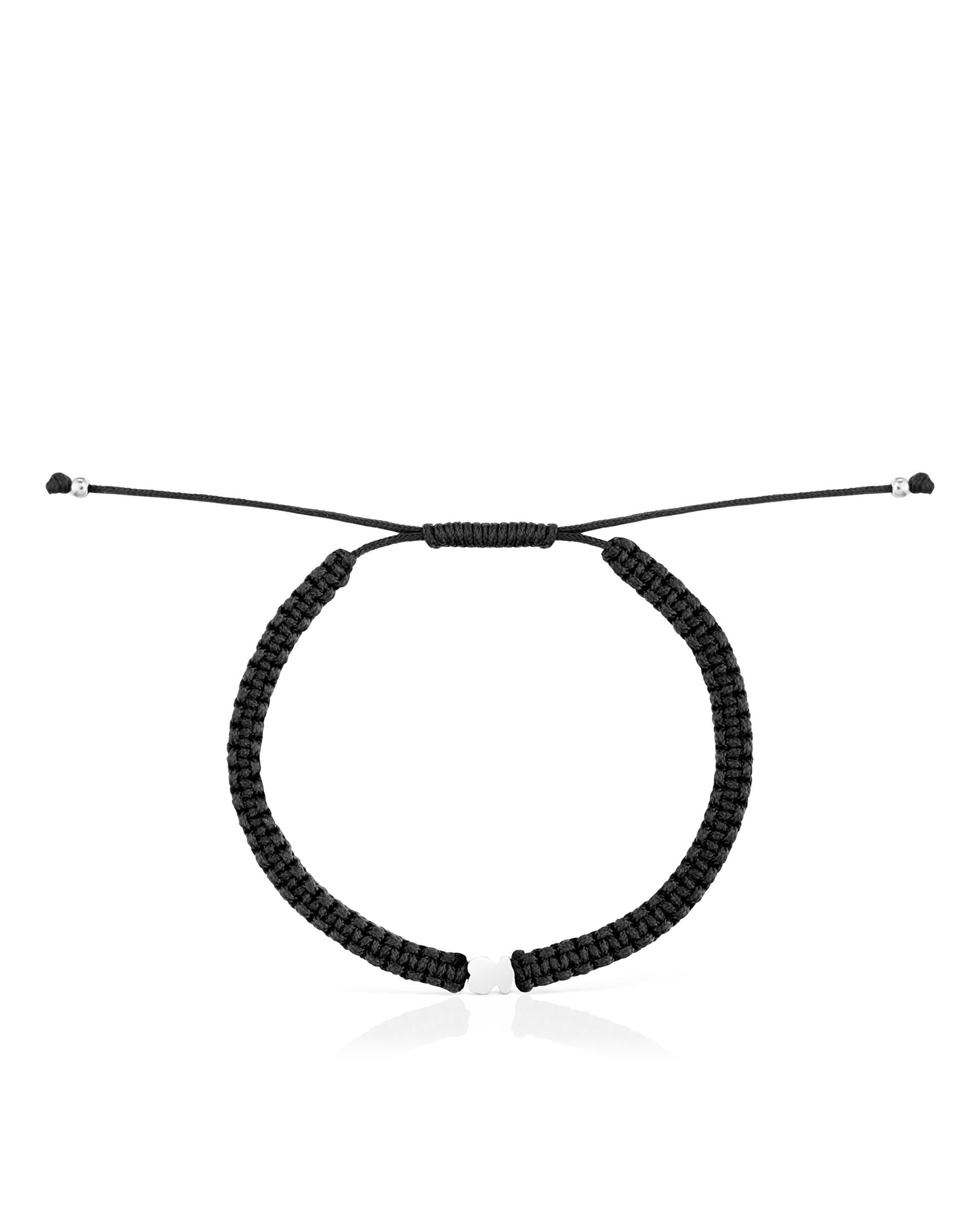 Pulseira Motivos Urso de Prata e Nylon em Preto Multicolor-2