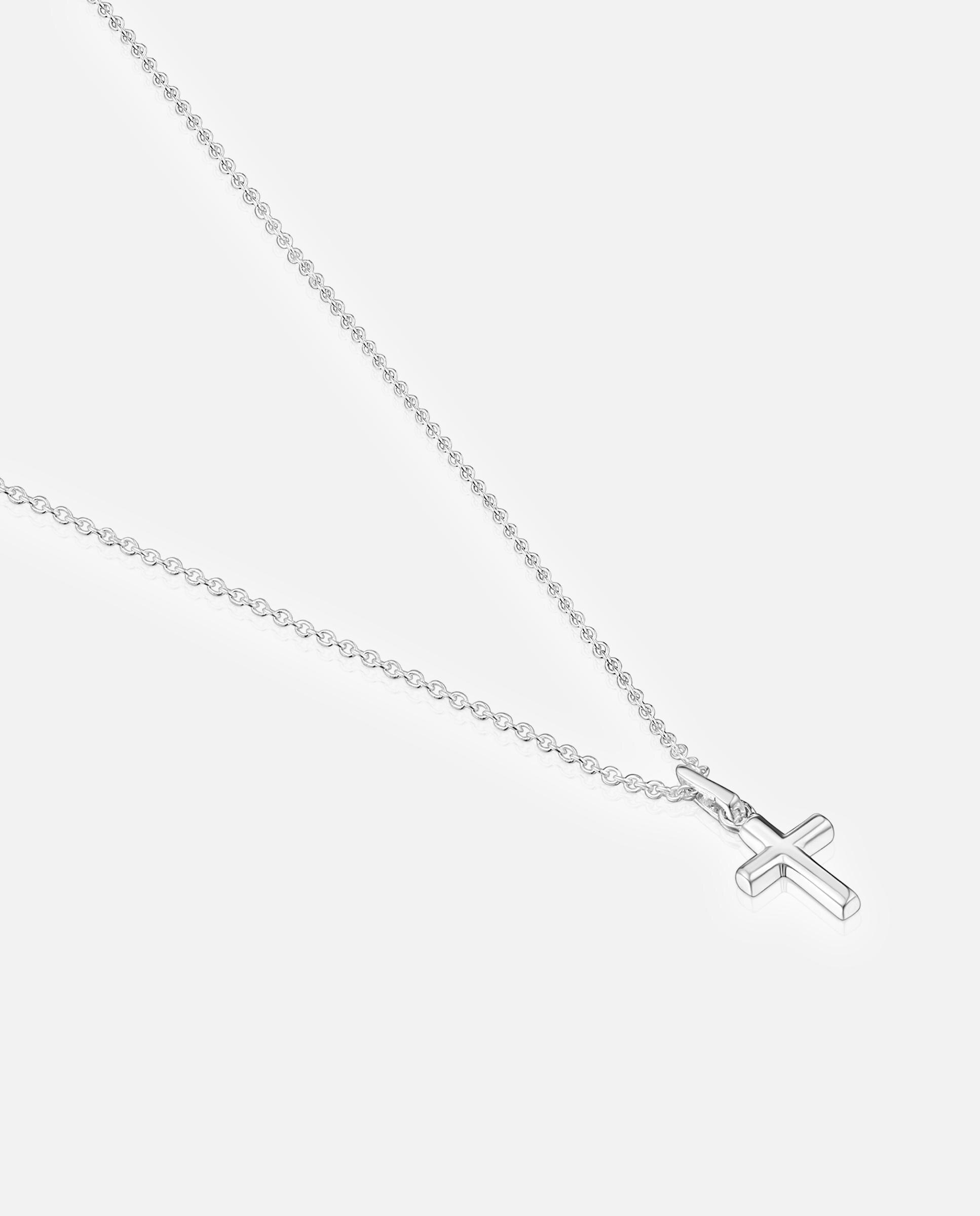 Colar Curto Motivos Cruz de Prata Prateado-2