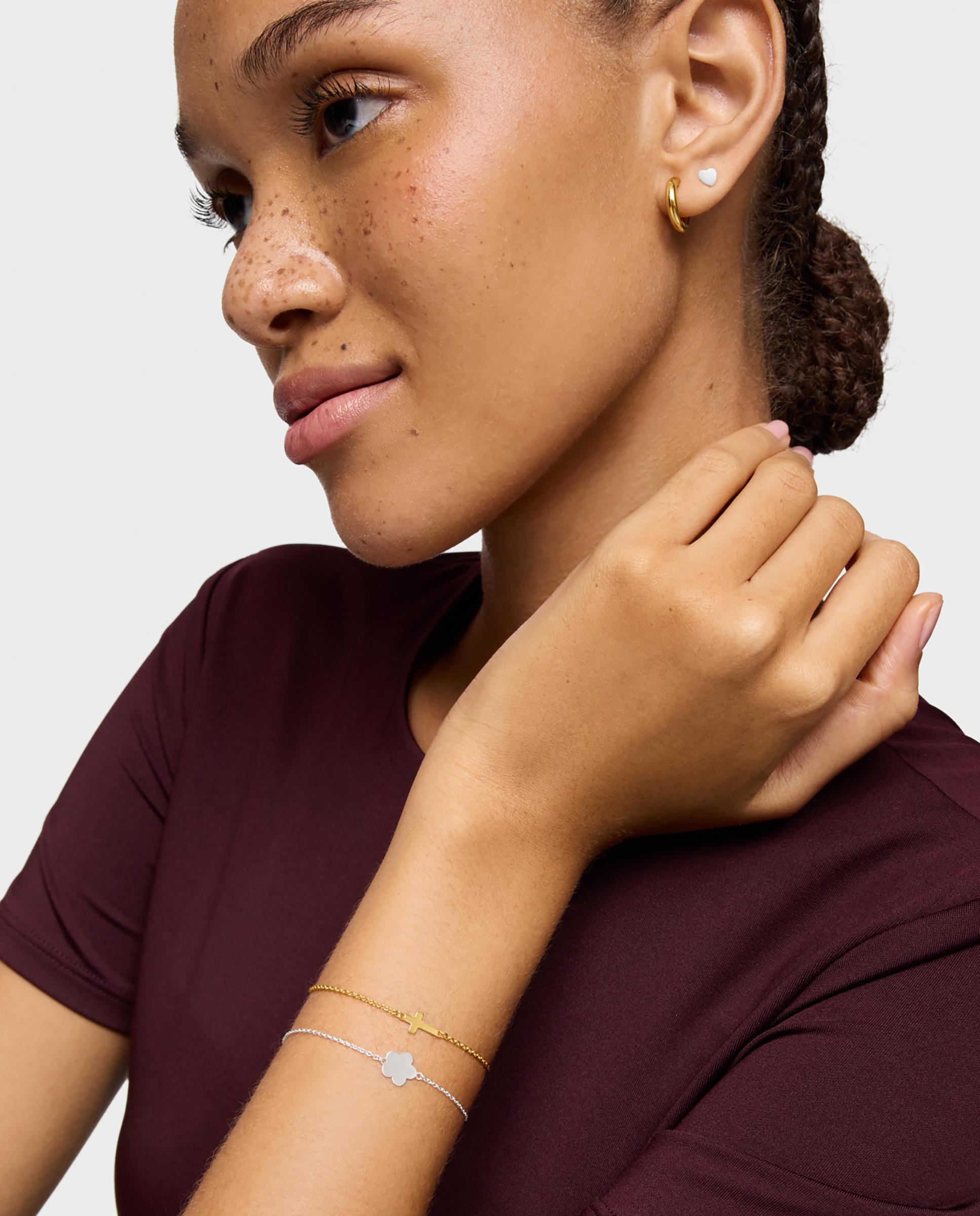Pulseira de Corrente com Motivos Cruz com Banho de Ouro 18 Kt Sobre Prata Dourado-5