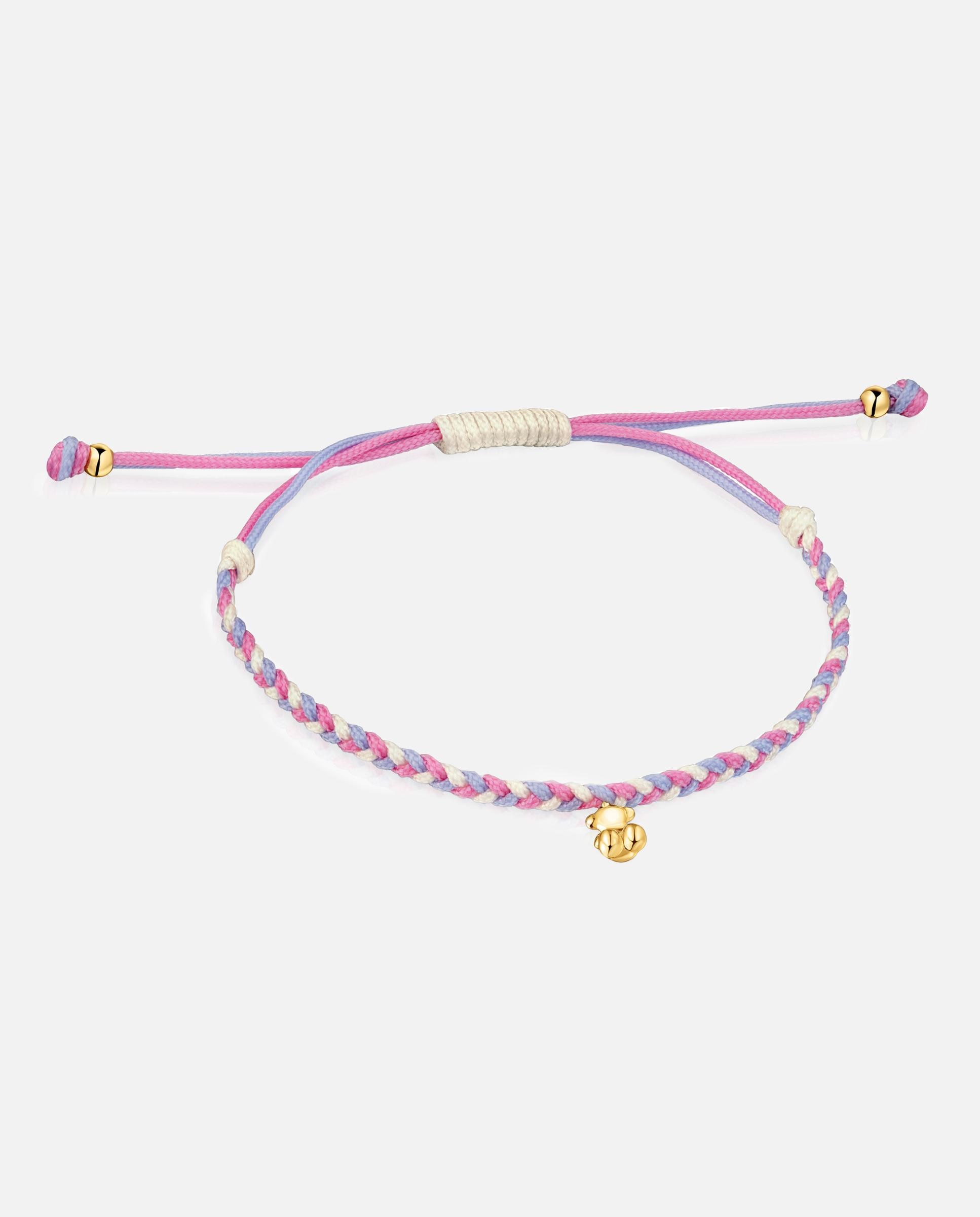 Imagem 0 de Pulseira com Motivos de Urso Banhada a Ouro 18 Kt em Prata e Nylon