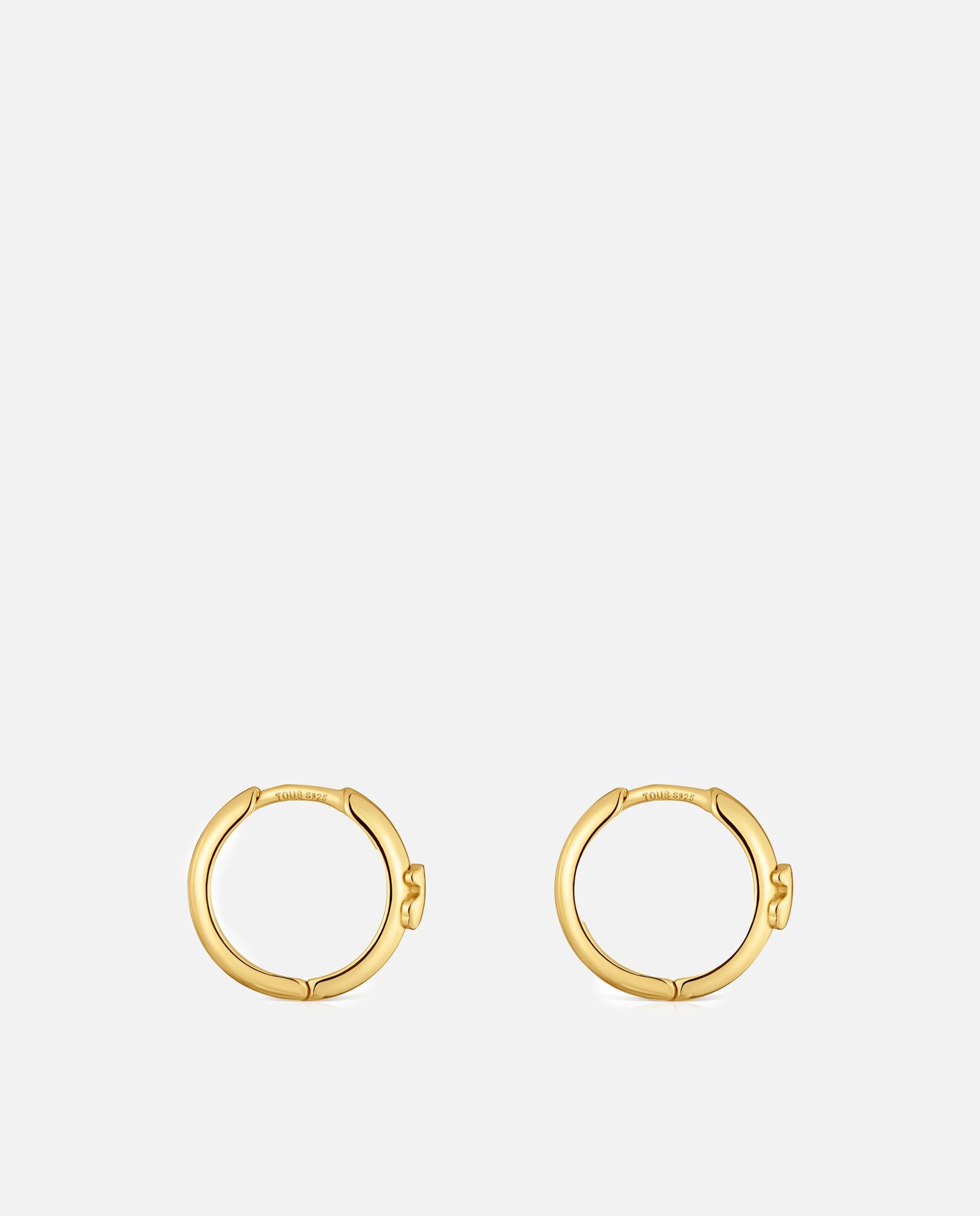 Brincos de Argola Basics com Urso Banhado em Ouro 18 Kt Sobre Prata 12 Mm Dourado-2