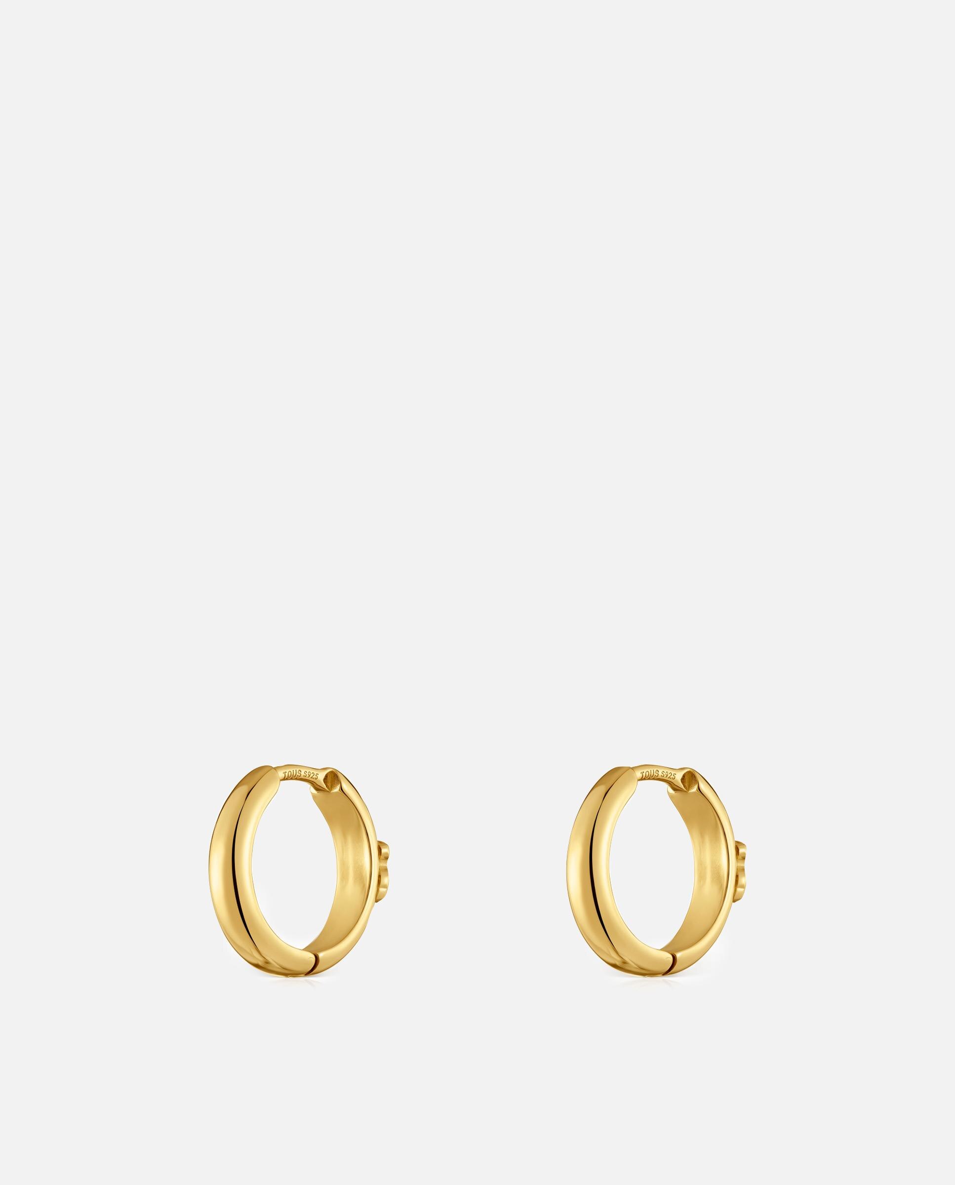 Brincos de Argola Basics com Urso Banhado em Ouro 18 Kt Sobre Prata 12 Mm Dourado-3