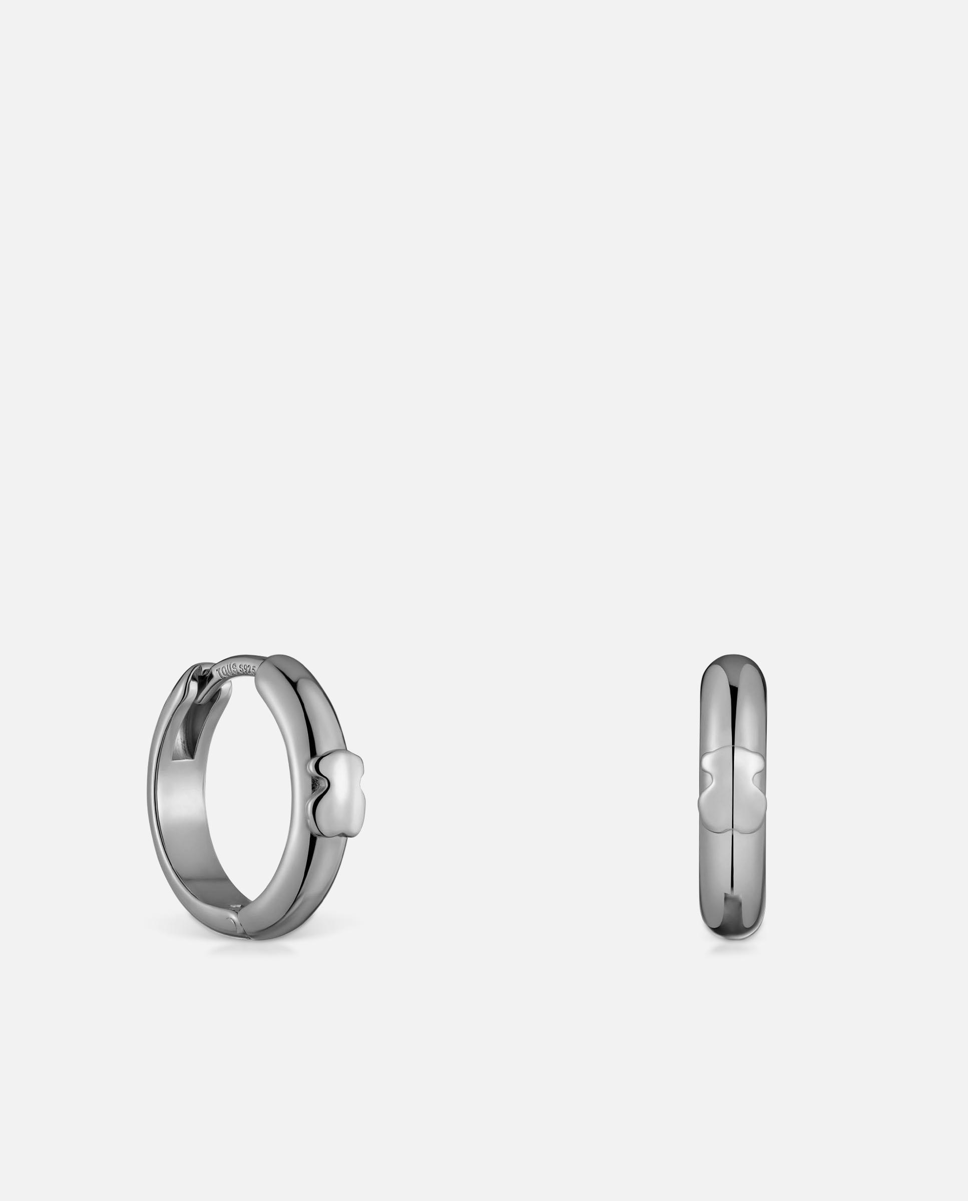 Imagem 0 de Brincos de Aro Basics com Urso de Prata Dark Silver 12 Mm