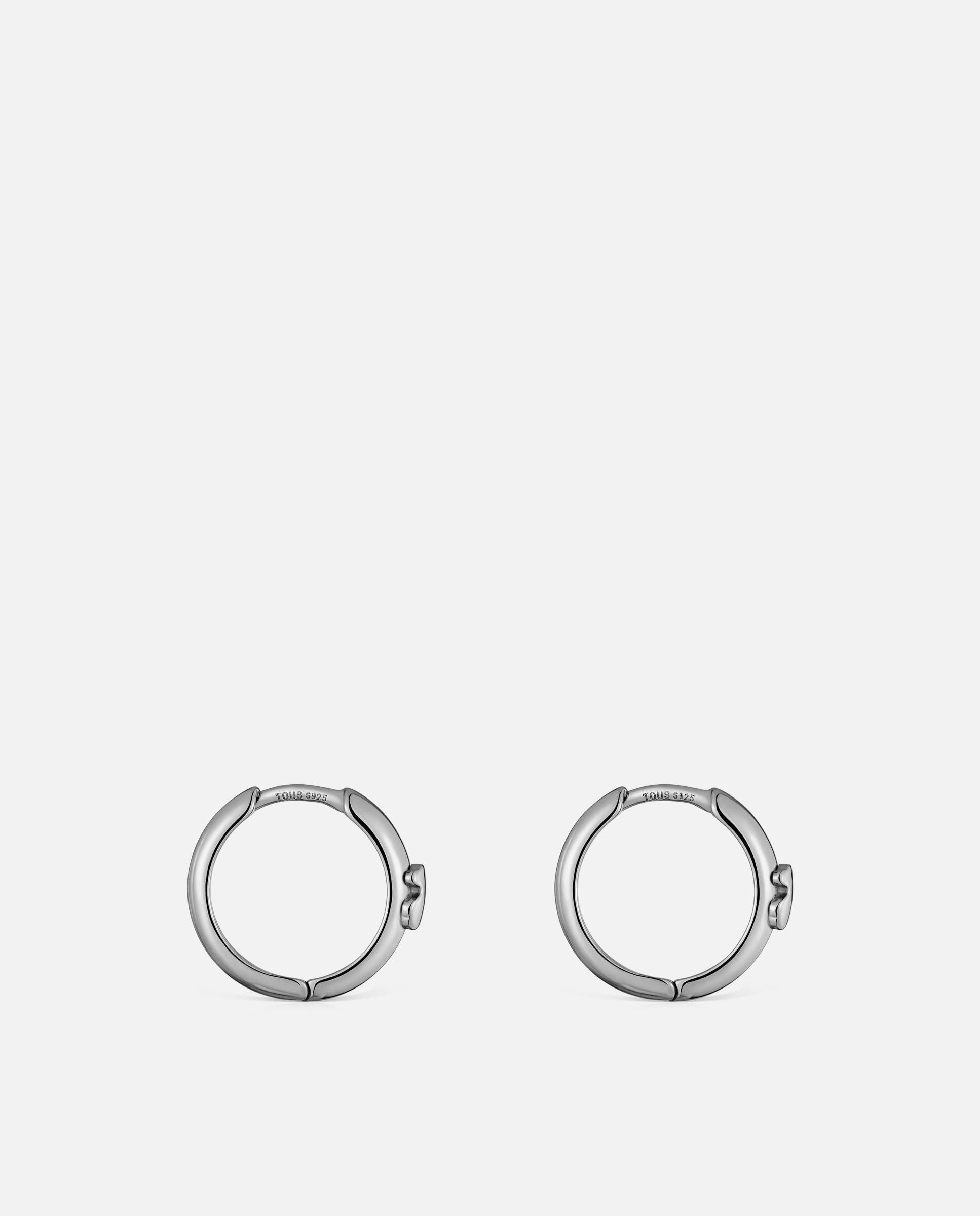 Brincos de Aro Basics com Urso de Prata Dark Silver 12 Mm Prata-2
