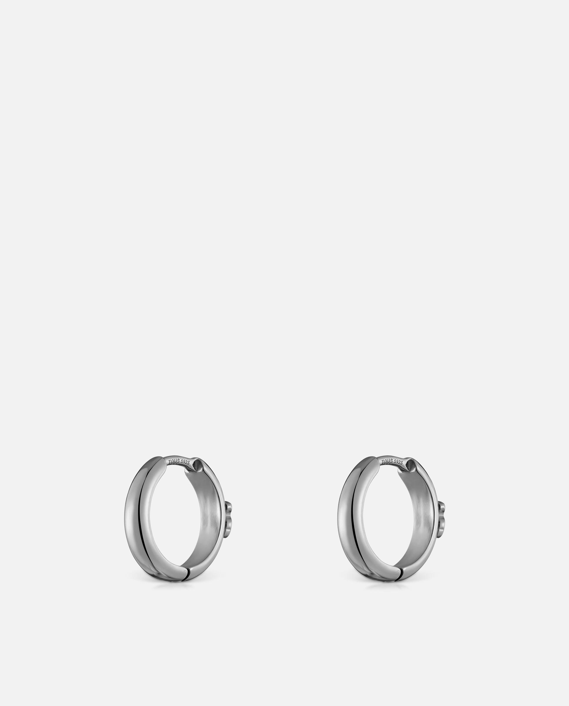 Brincos de Aro Basics com Urso de Prata Dark Silver 12 Mm Prata-3