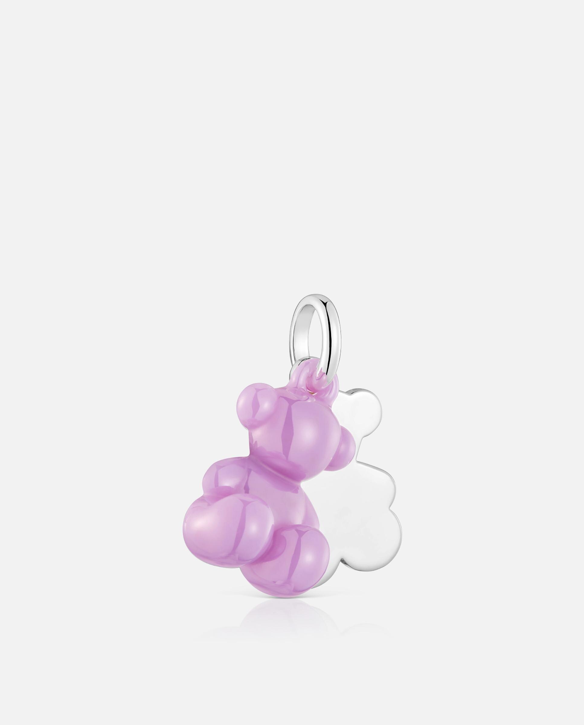 Pendente Bold Bear Duplo de Prata e Cerâmica em Lilás Lilás-2