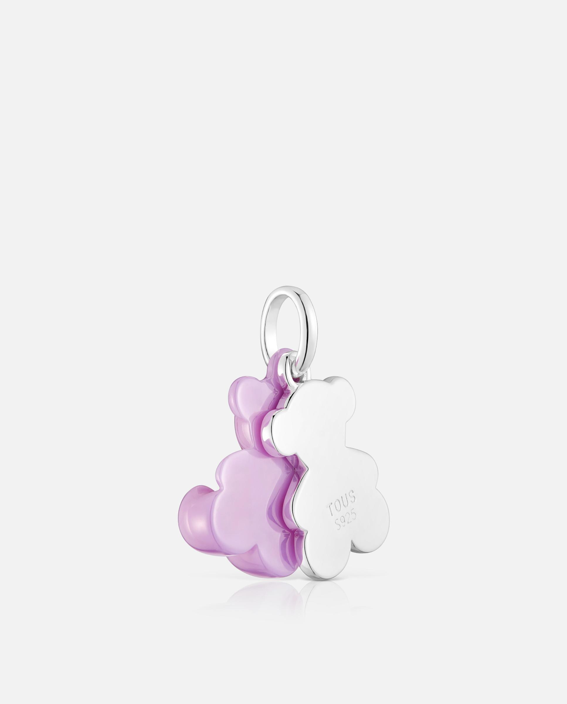 Pendente Bold Bear Duplo de Prata e Cerâmica em Lilás Lilás-3