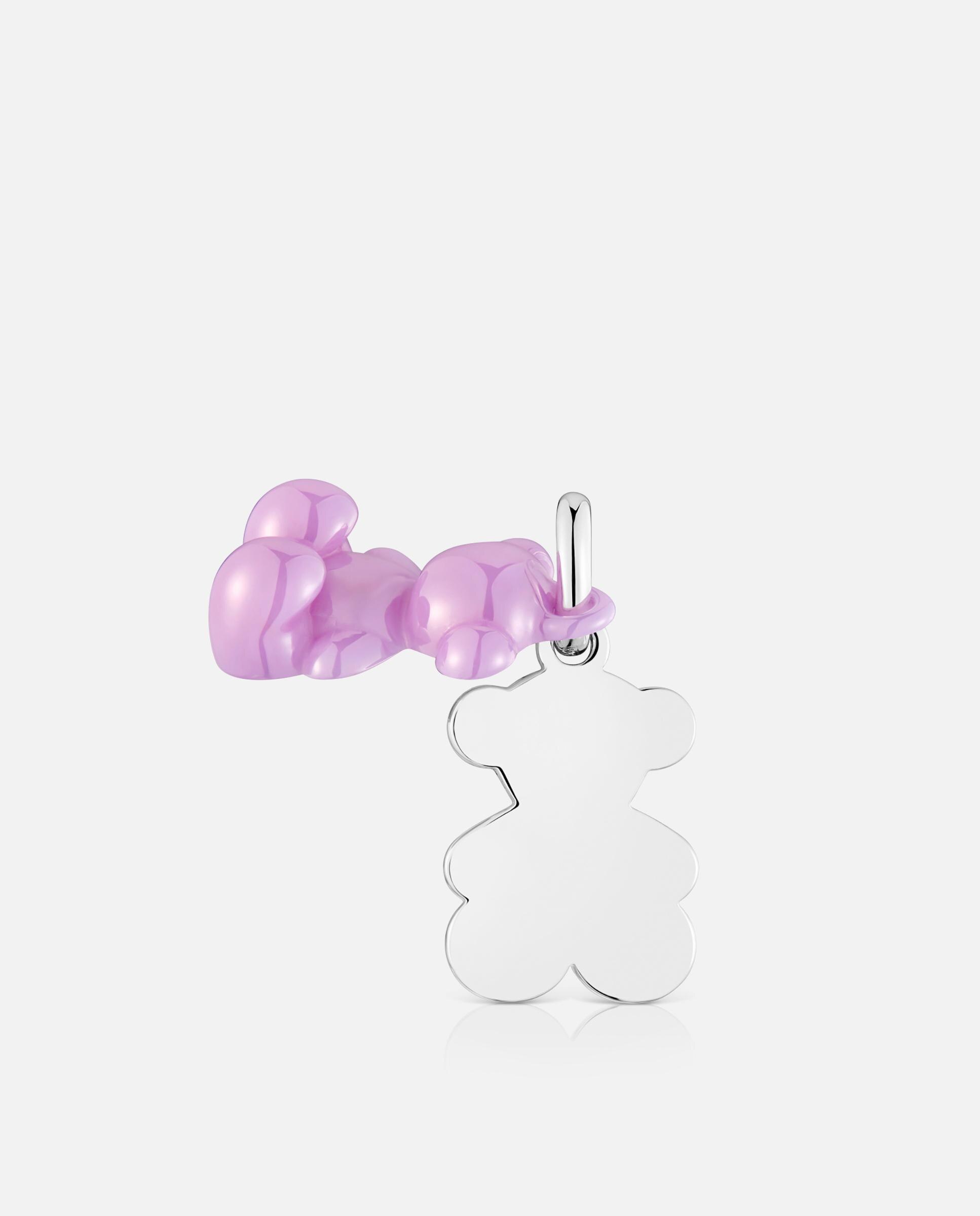 Pendente Bold Bear Duplo de Prata e Cerâmica em Lilás Lilás-4