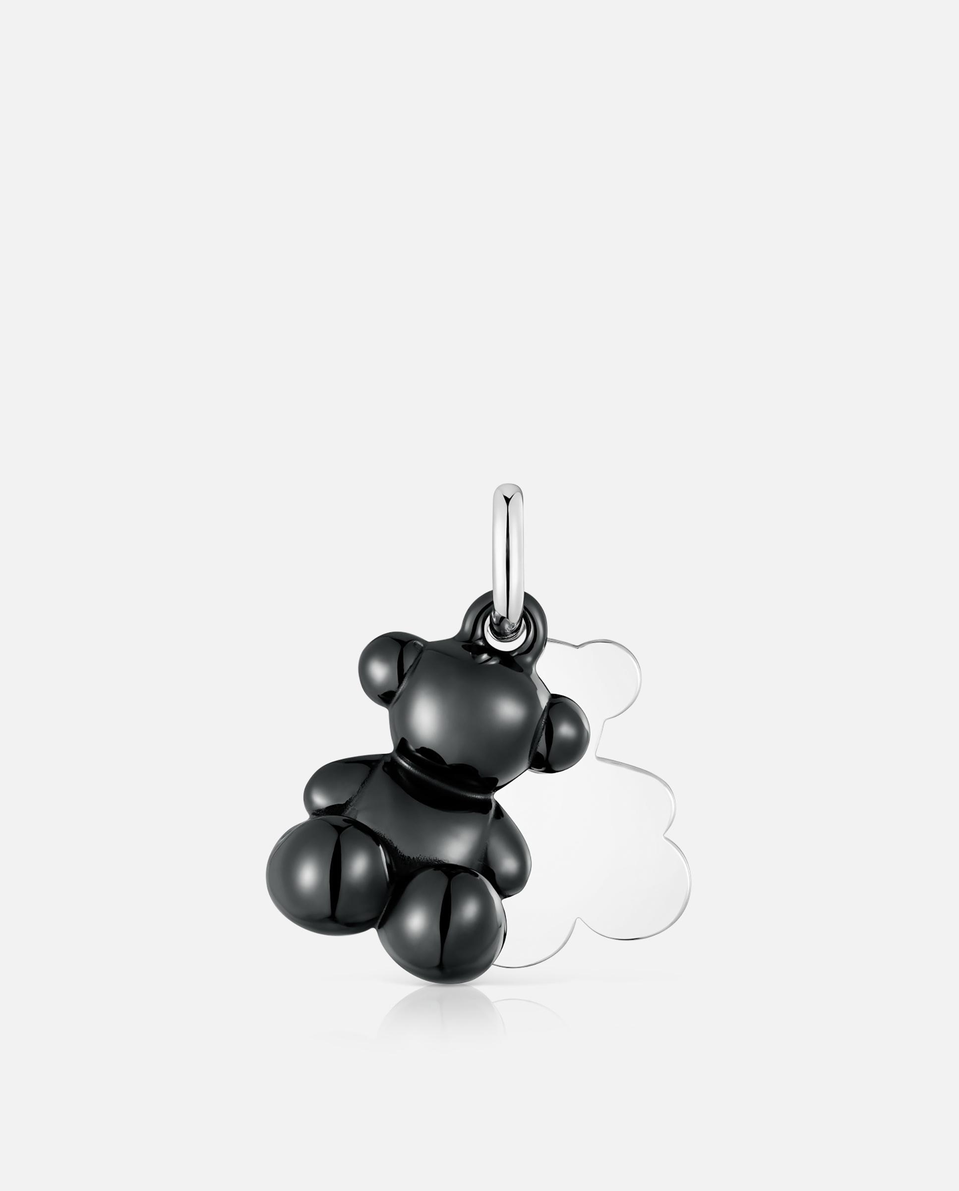 Pendente Bold Bear Duplo Urso de Prata e Cerâmica em Preto Preto / Prata-1