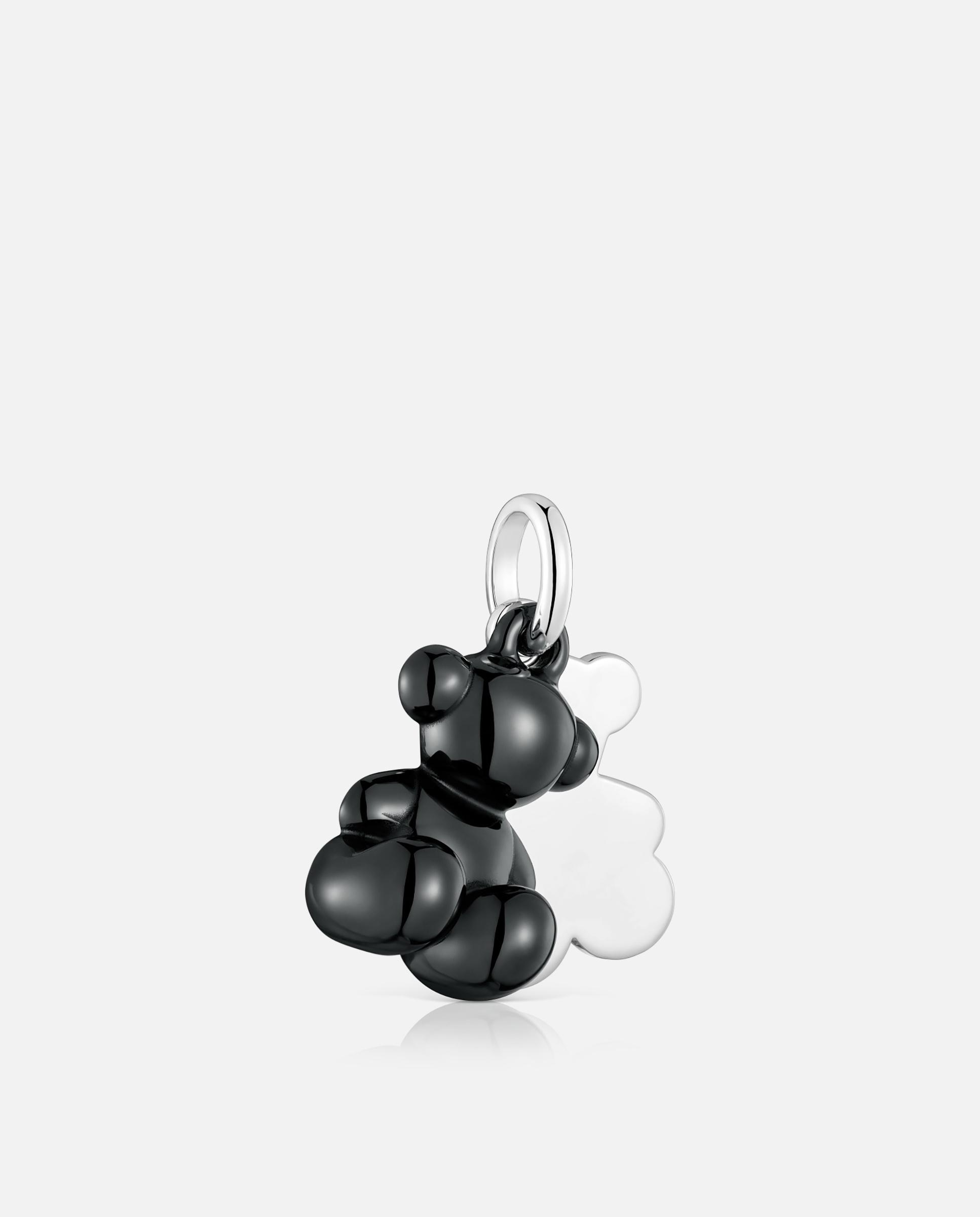 Pendente Bold Bear Duplo Urso de Prata e Cerâmica em Preto Preto / Prata-2