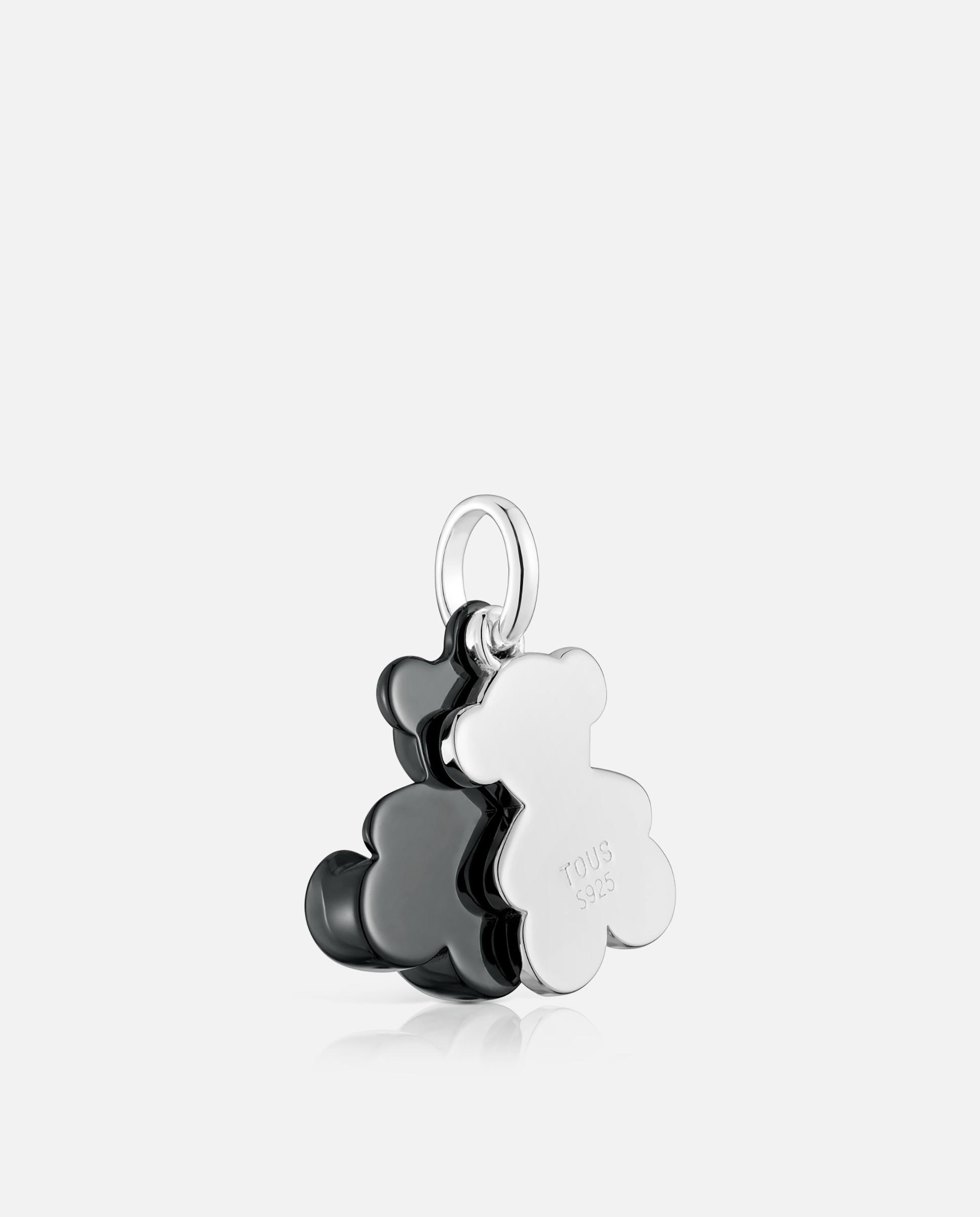 Pendente Bold Bear Duplo Urso de Prata e Cerâmica em Preto Preto / Prata-3