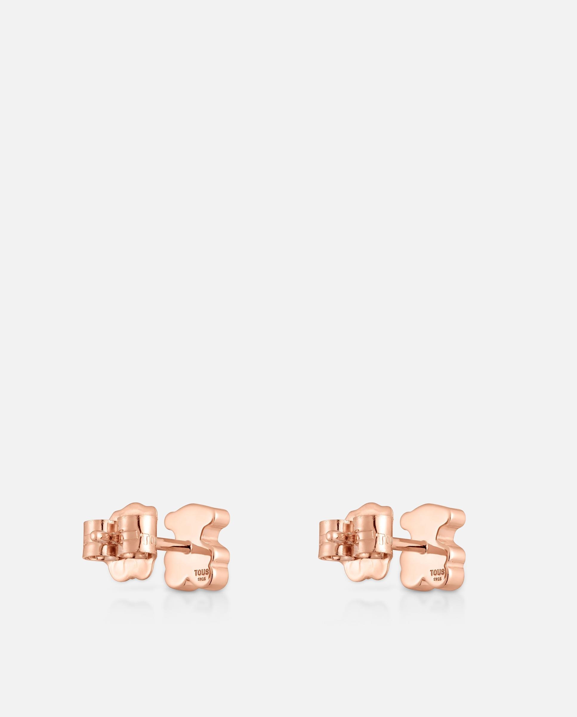 Brincos Sweet Dolls Urso Banhados em Ouro Rosa 18 Kt Sobre Prata 6 Mm Rosa-2