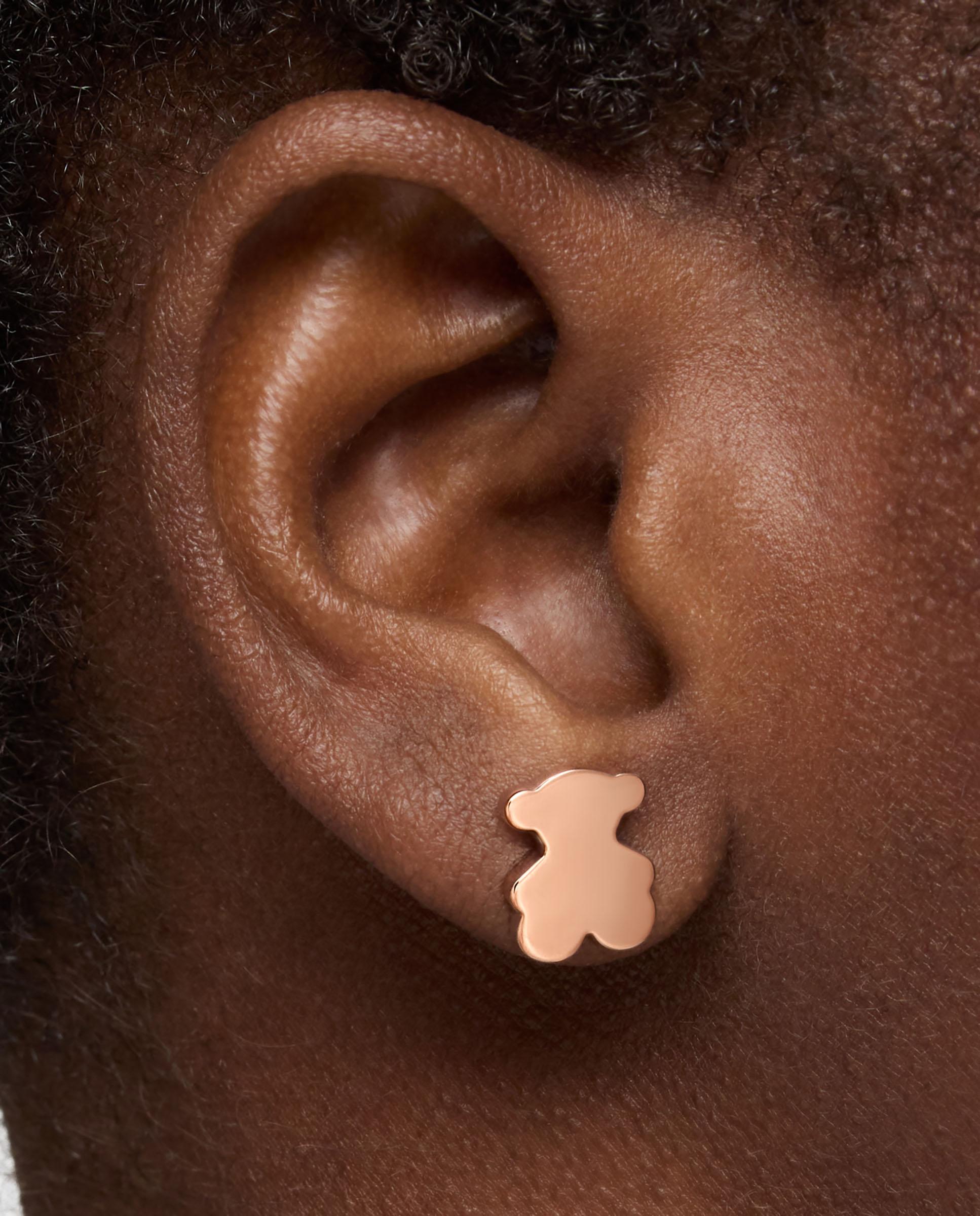 Brincos Sweet Dolls Urso Banhados em Ouro Rosa 18 Kt Sobre Prata 6 Mm Rosa-3
