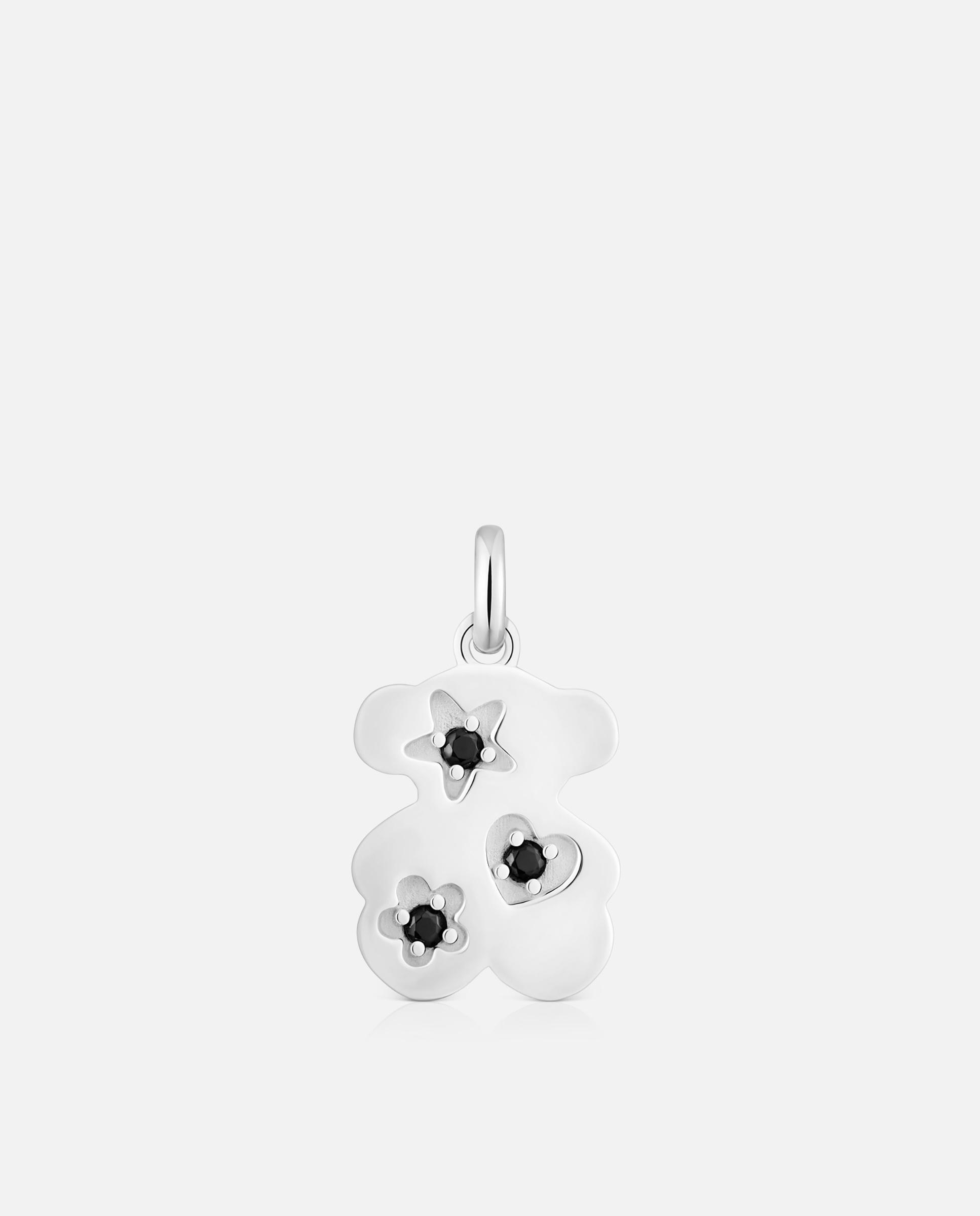 Pendentes Sweet Dolls Urso de Prata e Espinelas Preto-1