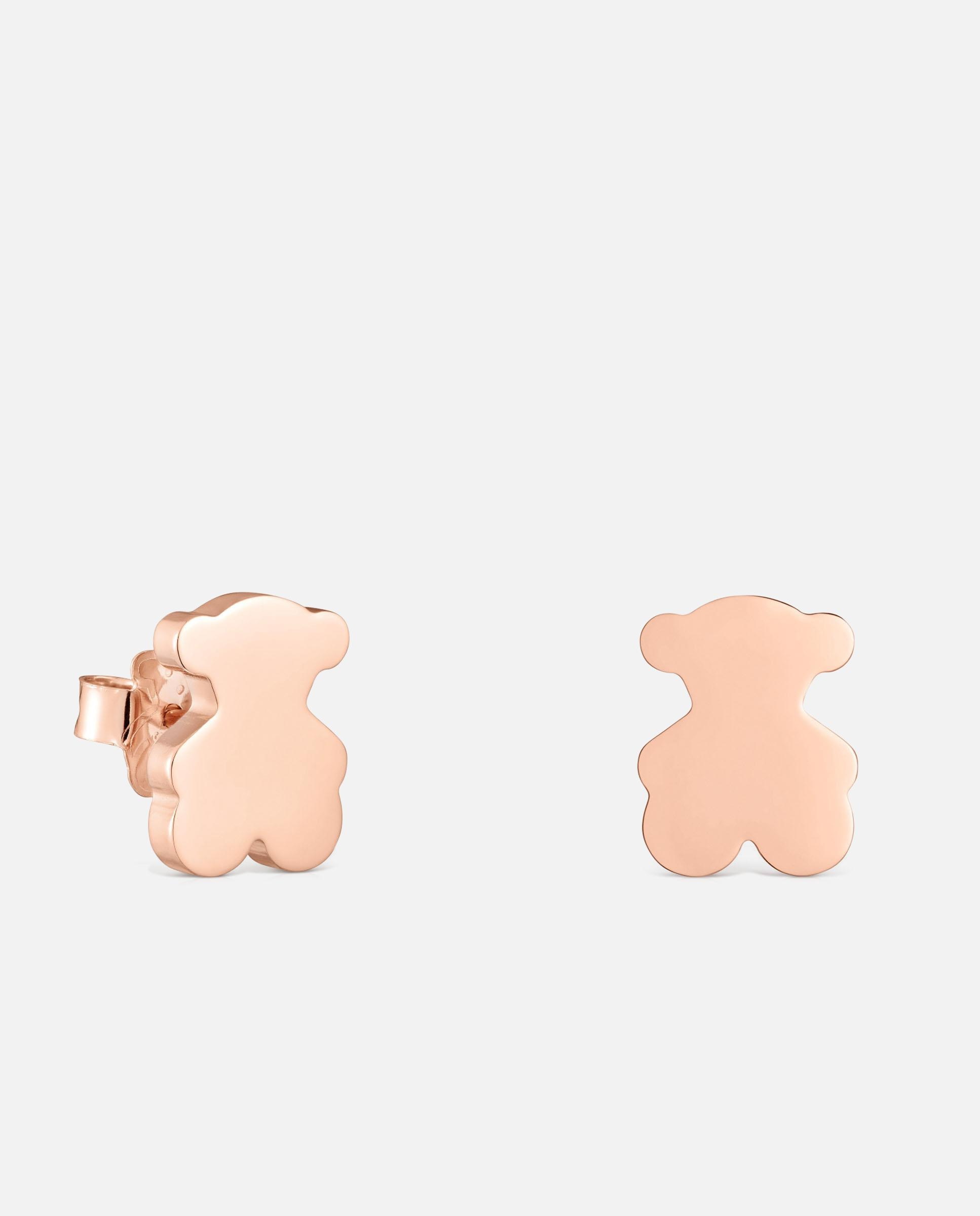 Brincos Sweet Dolls Urso Banhados em Ouro Rosa 18 Kt Sobre Prata 12 Mm Rosa-1