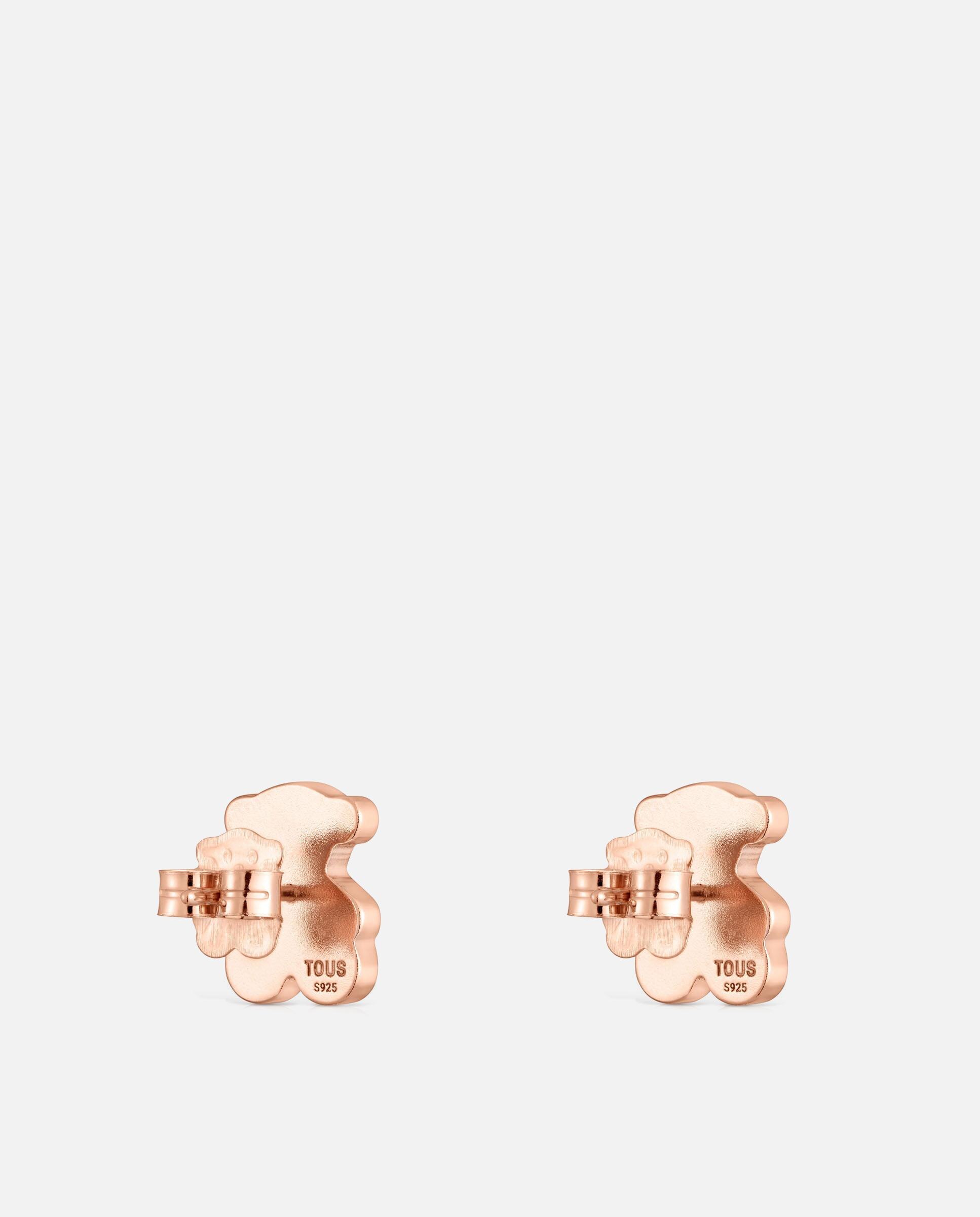 Brincos Sweet Dolls Urso Banhados em Ouro Rosa 18 Kt Sobre Prata 12 Mm Rosa-3
