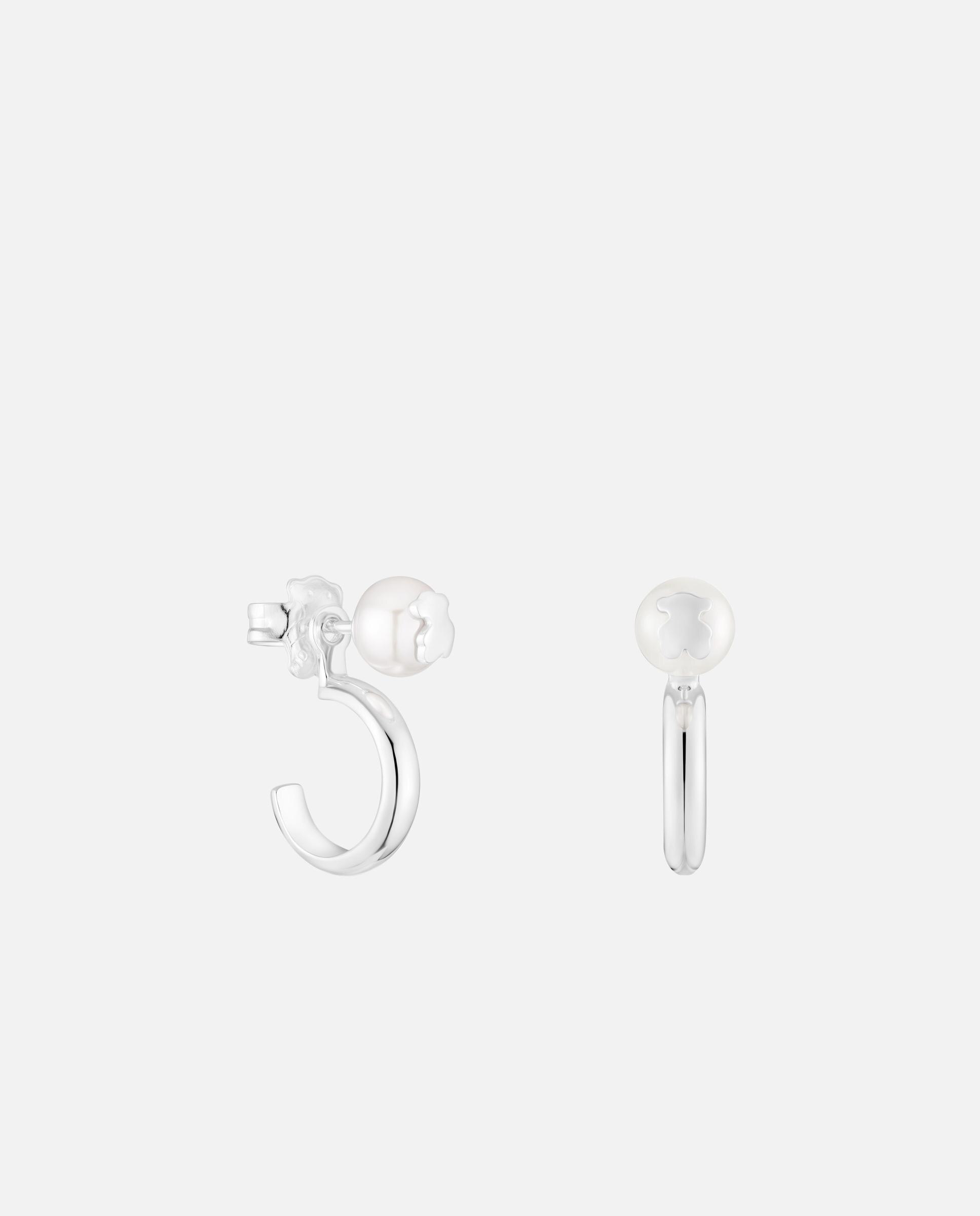 Brincos de Argola em Prata e Pérolas Cultivadas Icon Pearl Branco-1