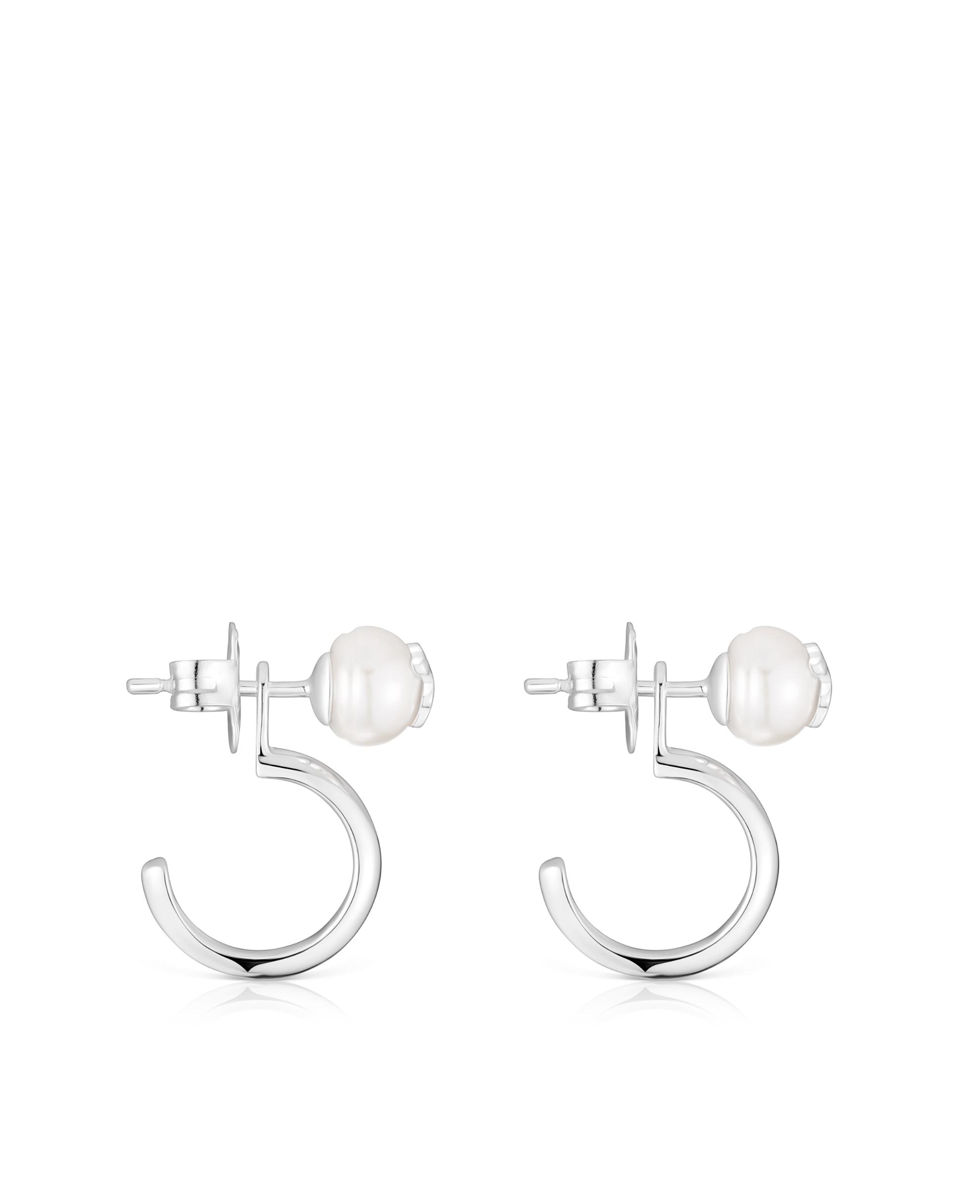 Brincos de Argola em Prata e Pérolas Cultivadas Icon Pearl Branco-2