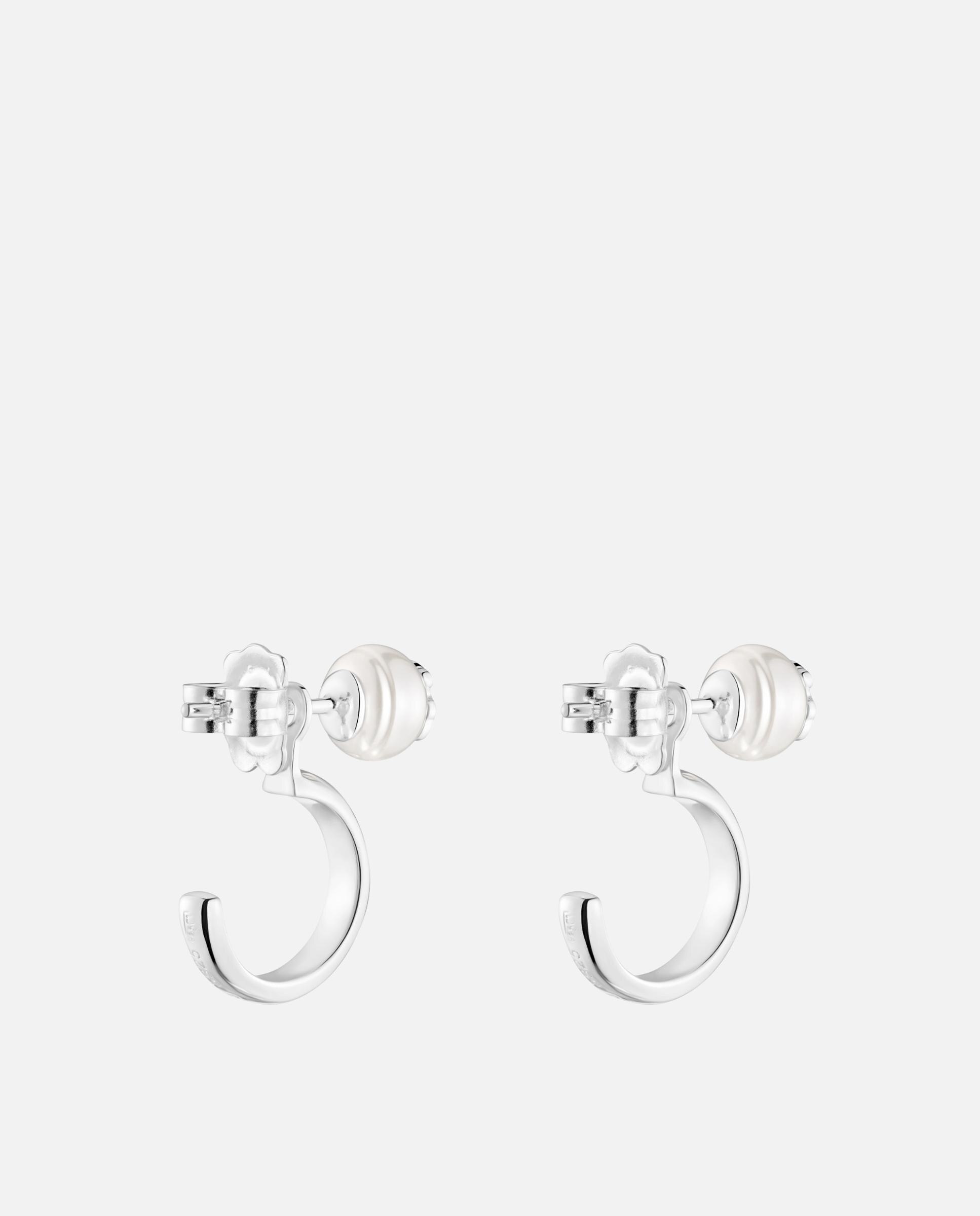 Brincos de Argola em Prata e Pérolas Cultivadas Icon Pearl Branco-3