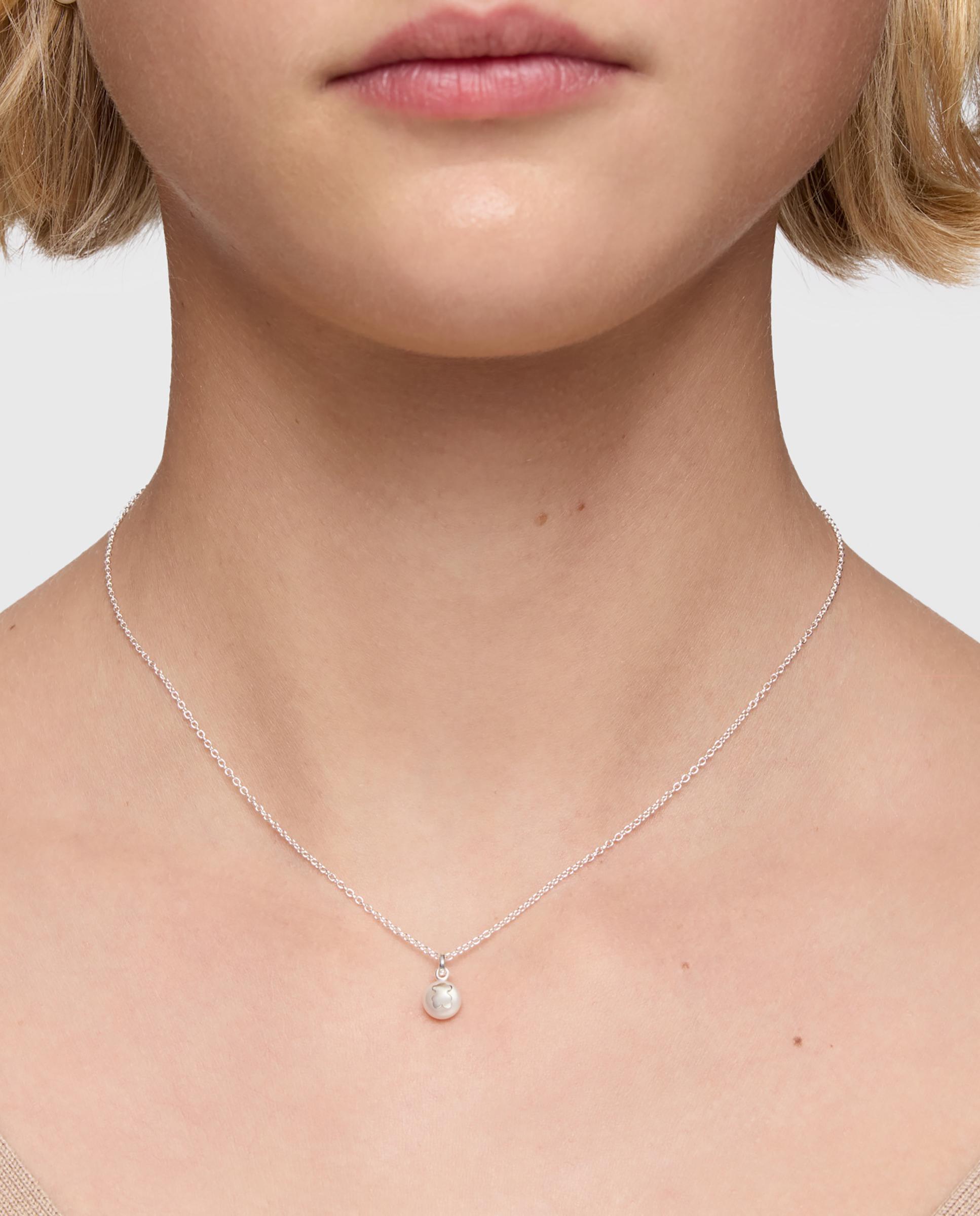 Colar Curto de Prata e Pérola Cultivada de Água Doce 6,5 Mm Icon Pearl Branco-6