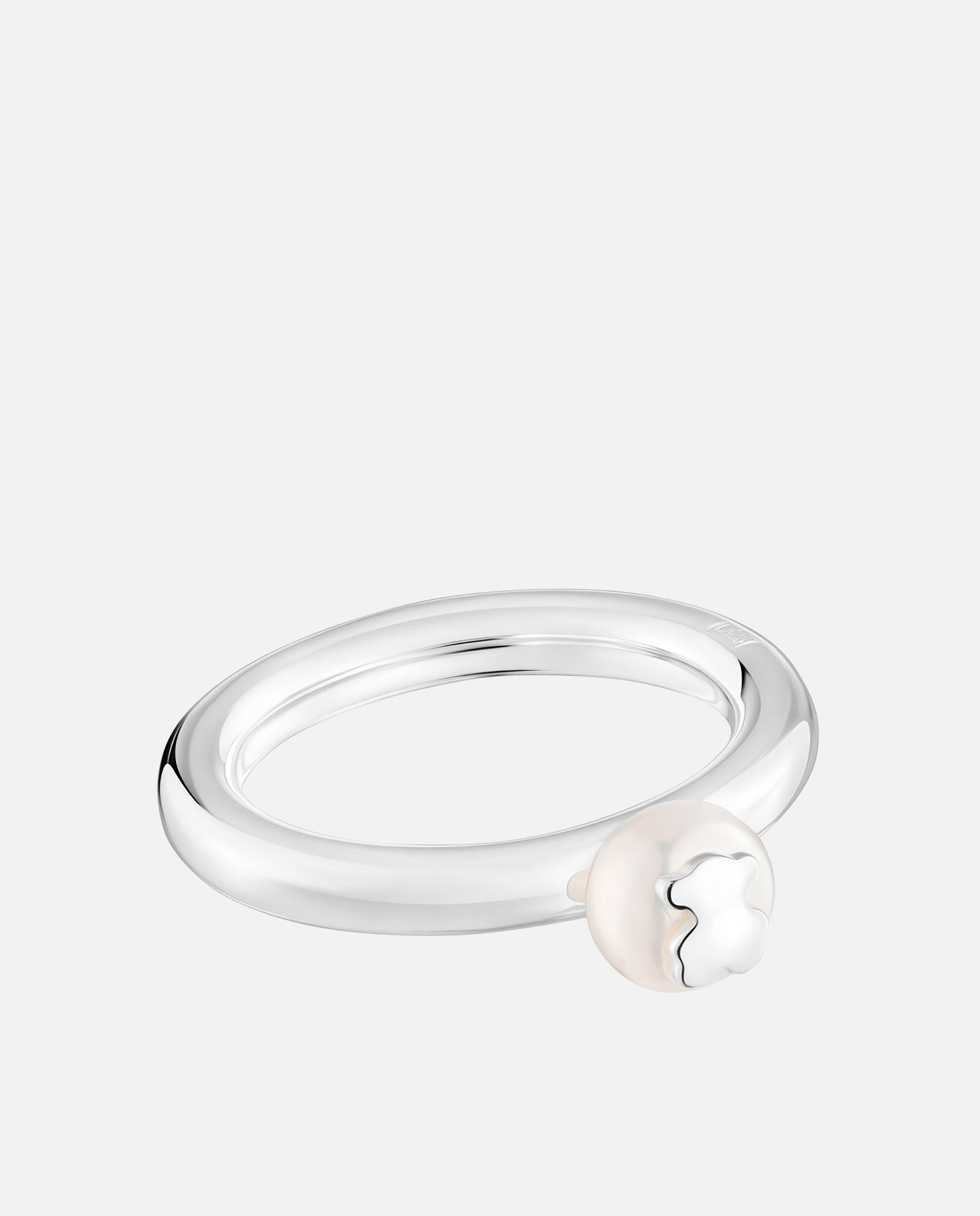 Anel Icon Pearl de Prata e Pérola com Urso Branco-2
