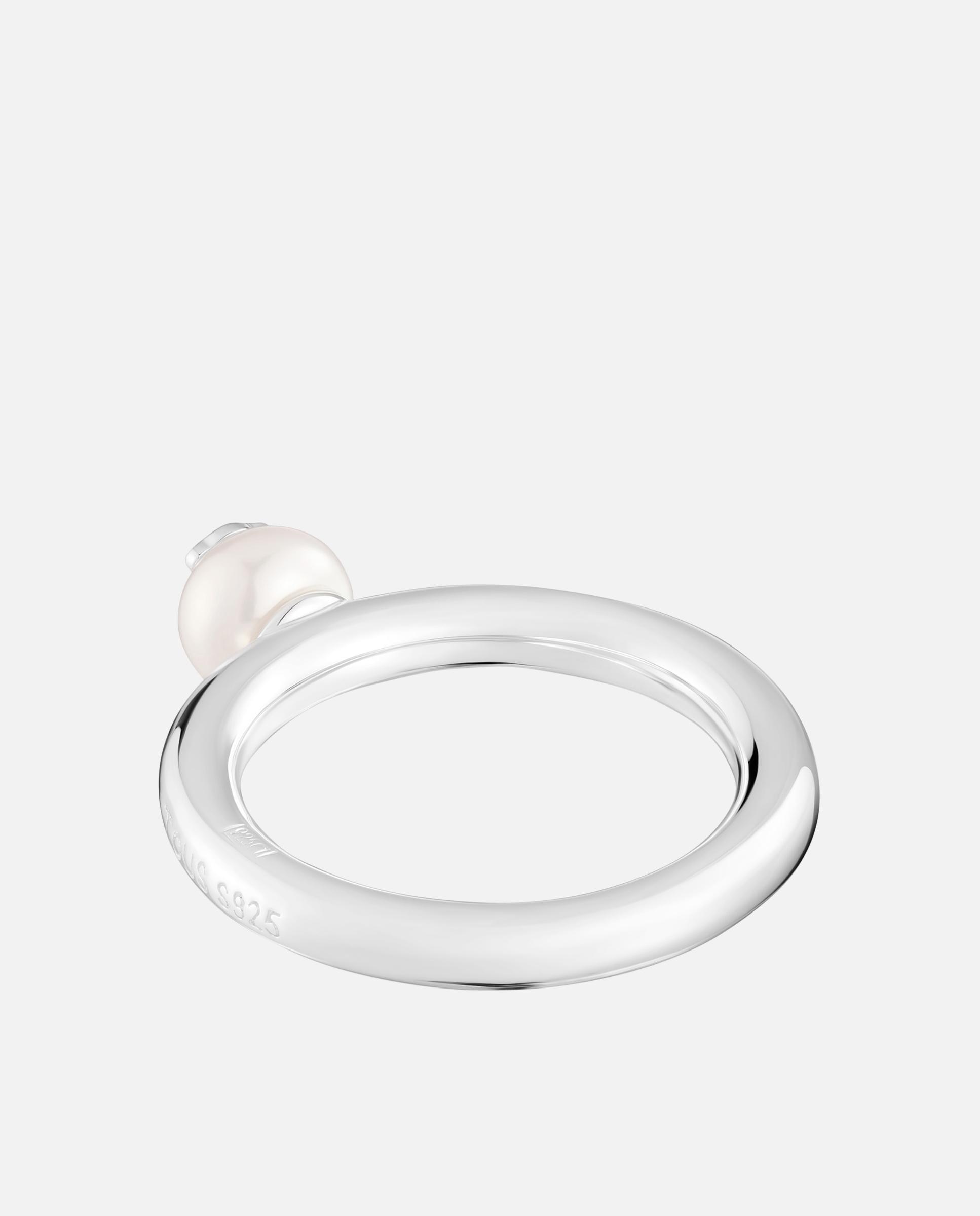 Anel Icon Pearl de Prata e Pérola com Urso Branco-3