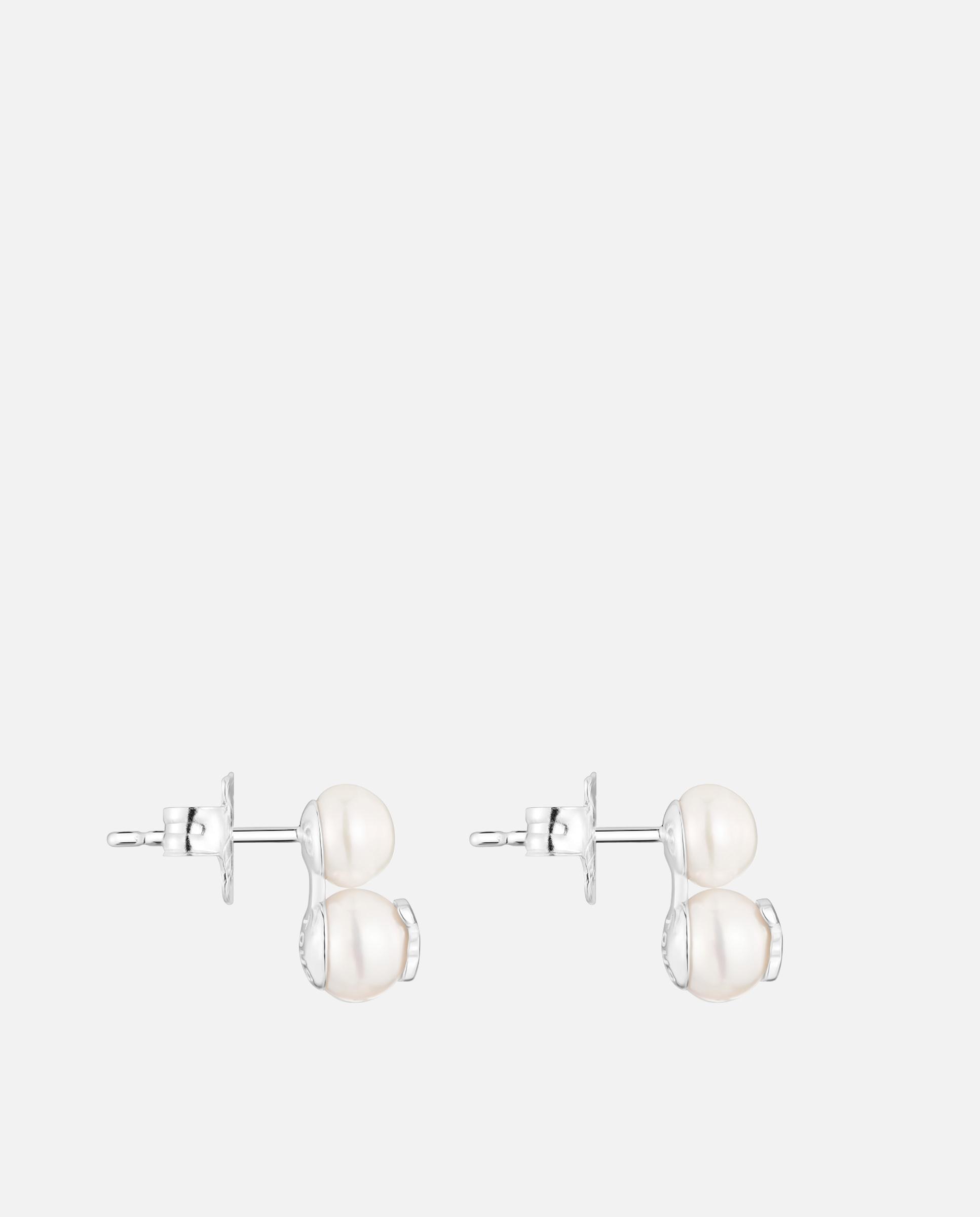 Brincos Dupla Pérola e Prata Icon Pearl Branco-2