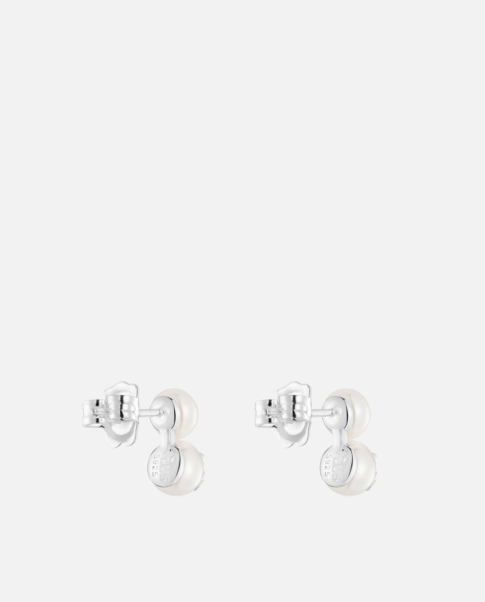 Brincos Dupla Pérola e Prata Icon Pearl Branco-3