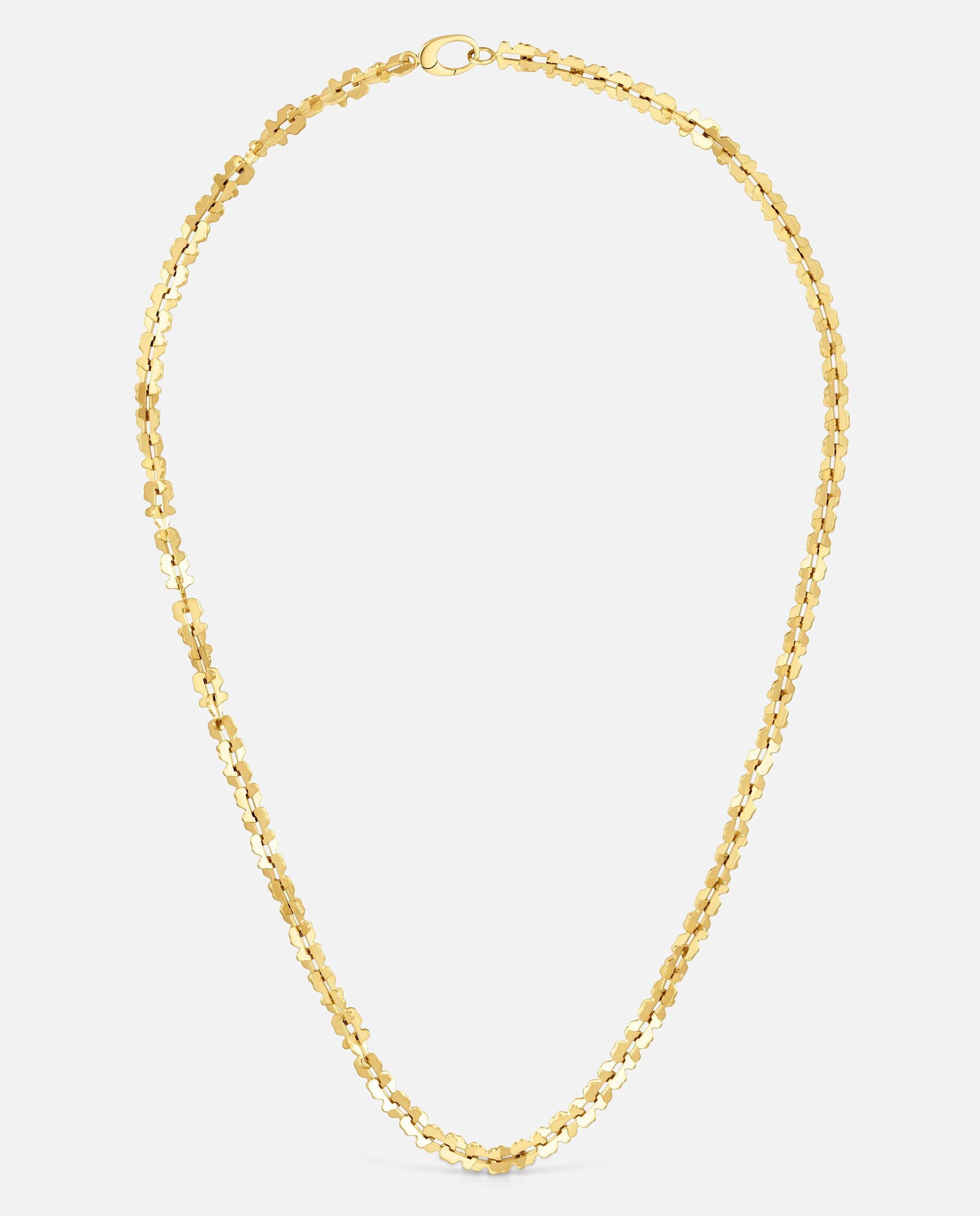 Colar Curto de Aço em Dourado Carrusel com Urso Dourado-1