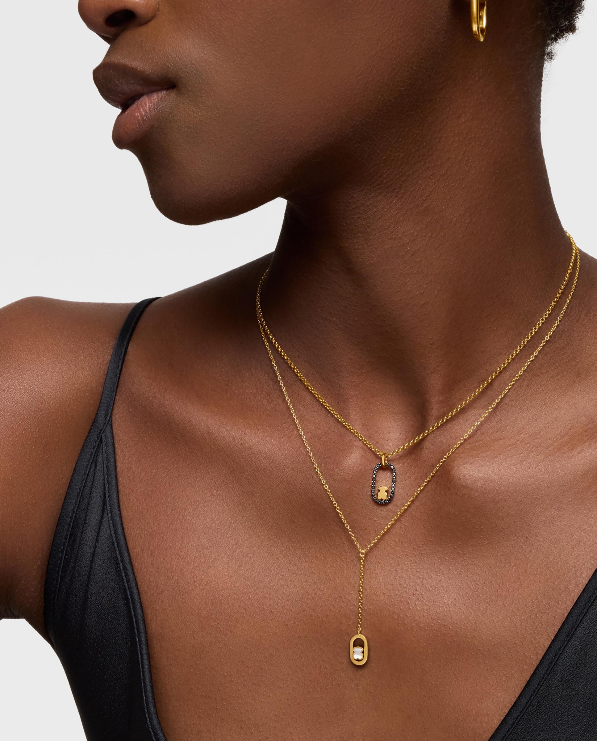 Colar Camille Banhado em Ouro 18 Kt Sobre Prata e Madrepérola Branco-4