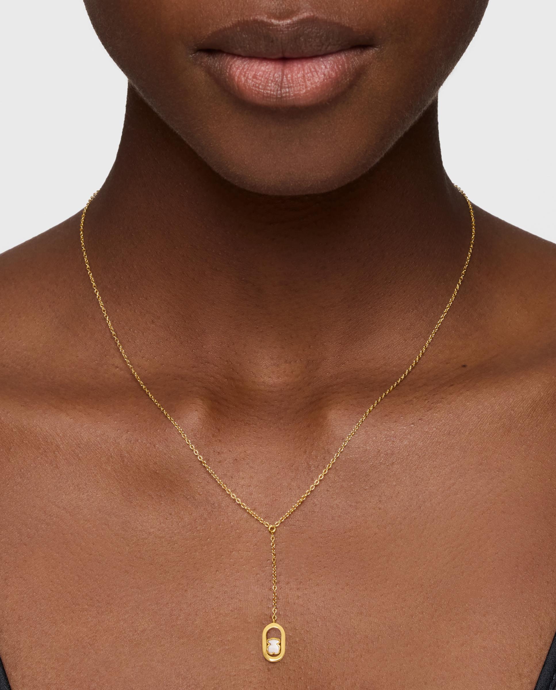 Colar Camille Banhado em Ouro 18 Kt Sobre Prata e Madrepérola Branco-5