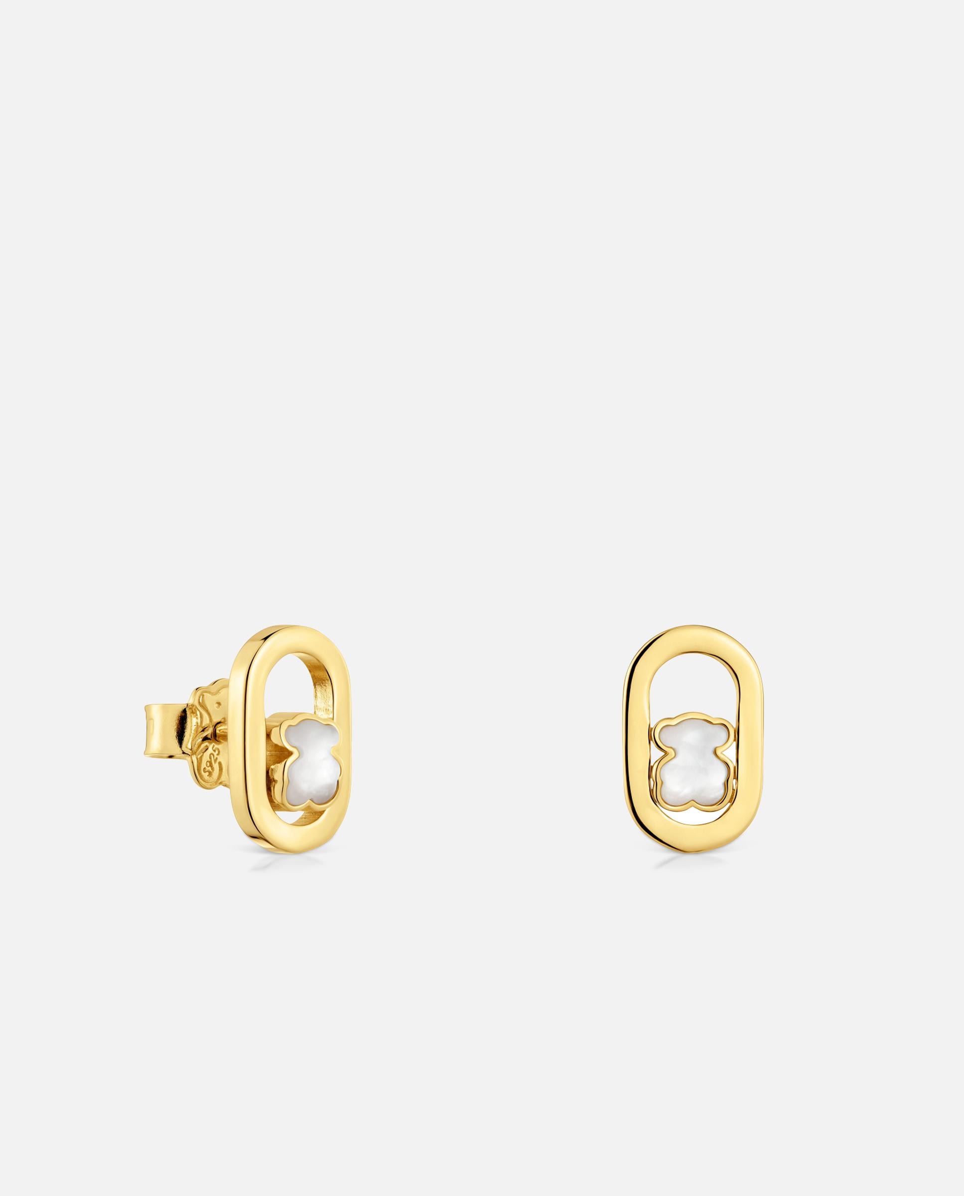 Brincos Camille Banhados a Ouro 18 Kt Sobre Prata e Madrepérola Branco-1