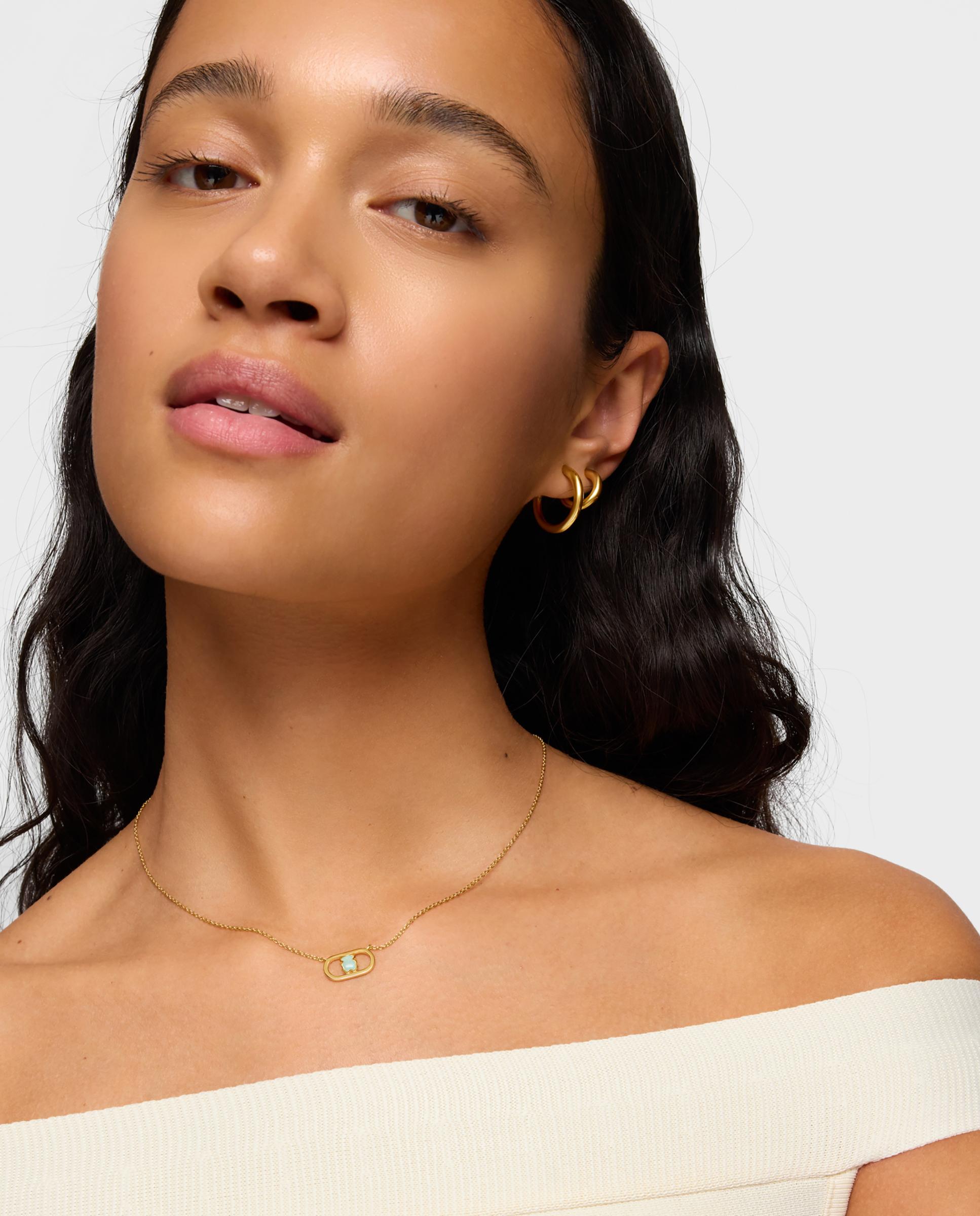 Colar Camille Banhado em Ouro 18 Kt Sobre Prata e Amazonita Verde-3