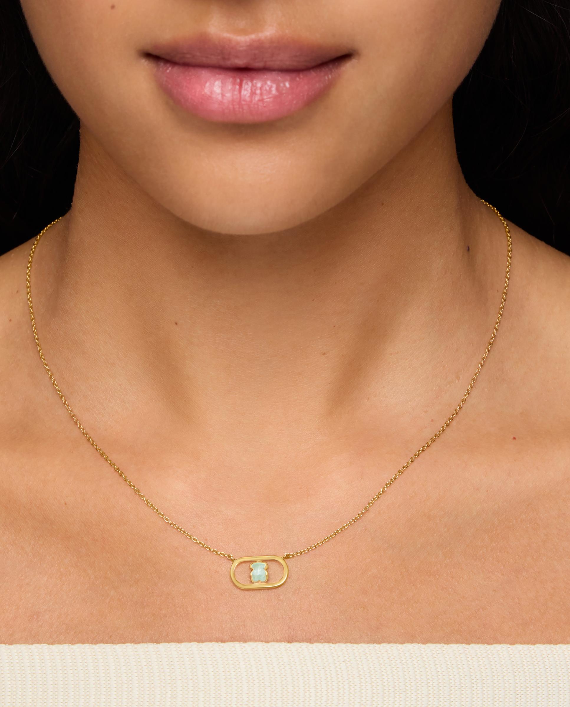 Colar Camille Banhado em Ouro 18 Kt Sobre Prata e Amazonita Verde-5
